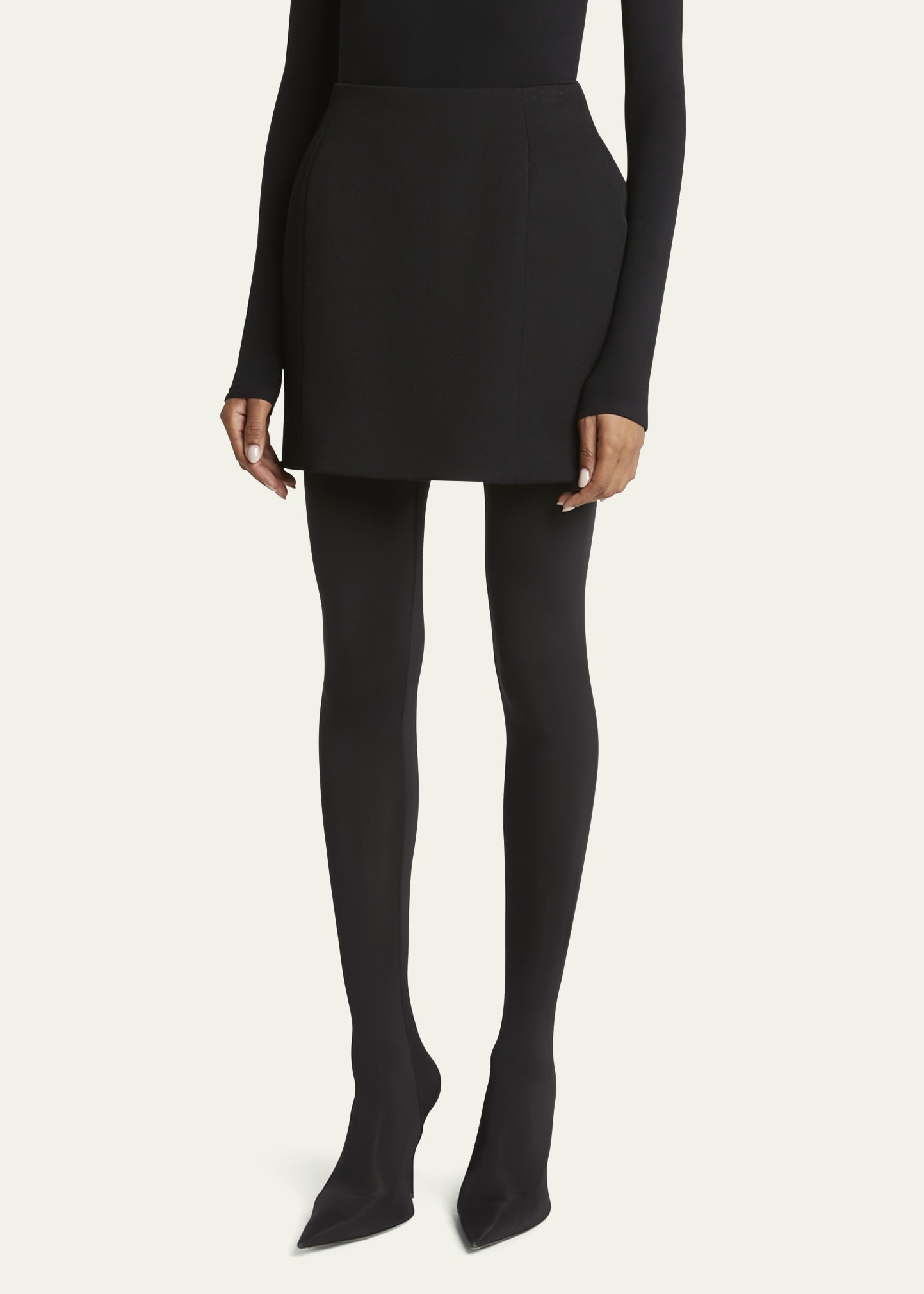 Hourglass Wool Mini Skirt - 4