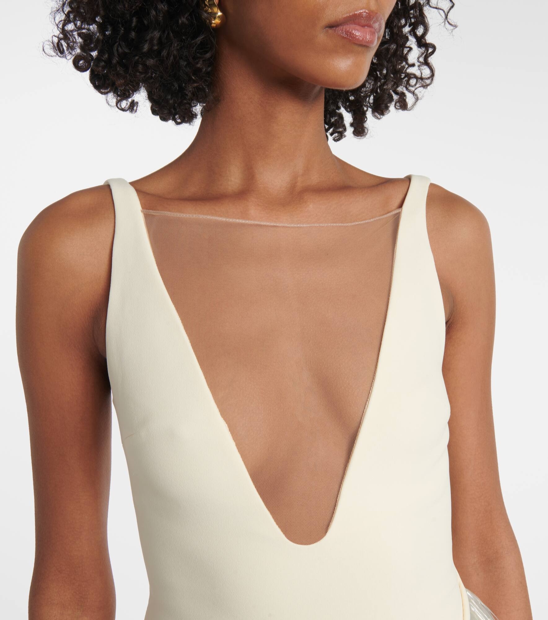Fringed asymmetric cady gown - 4