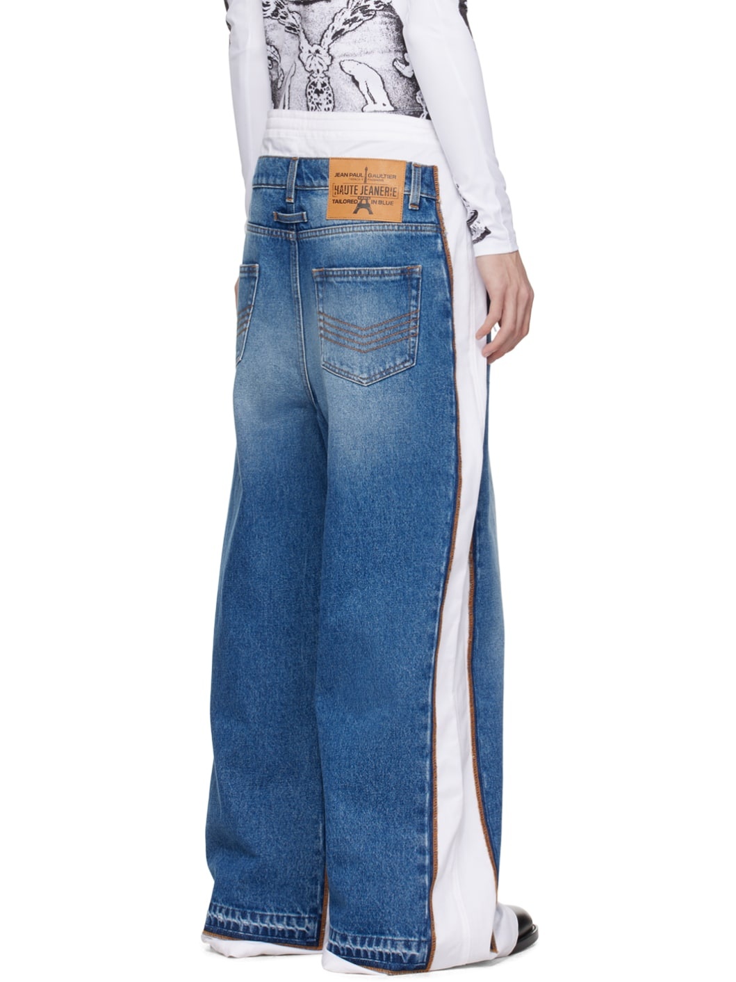 Blue & White 'The Trompe L'œil' Denim Trousers - 3