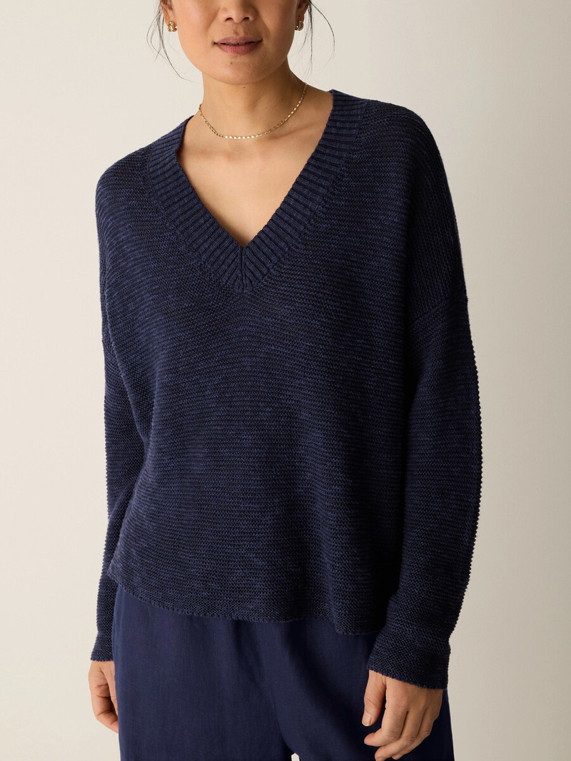 Organic Linen Cotton Slub V-Neck Top 5