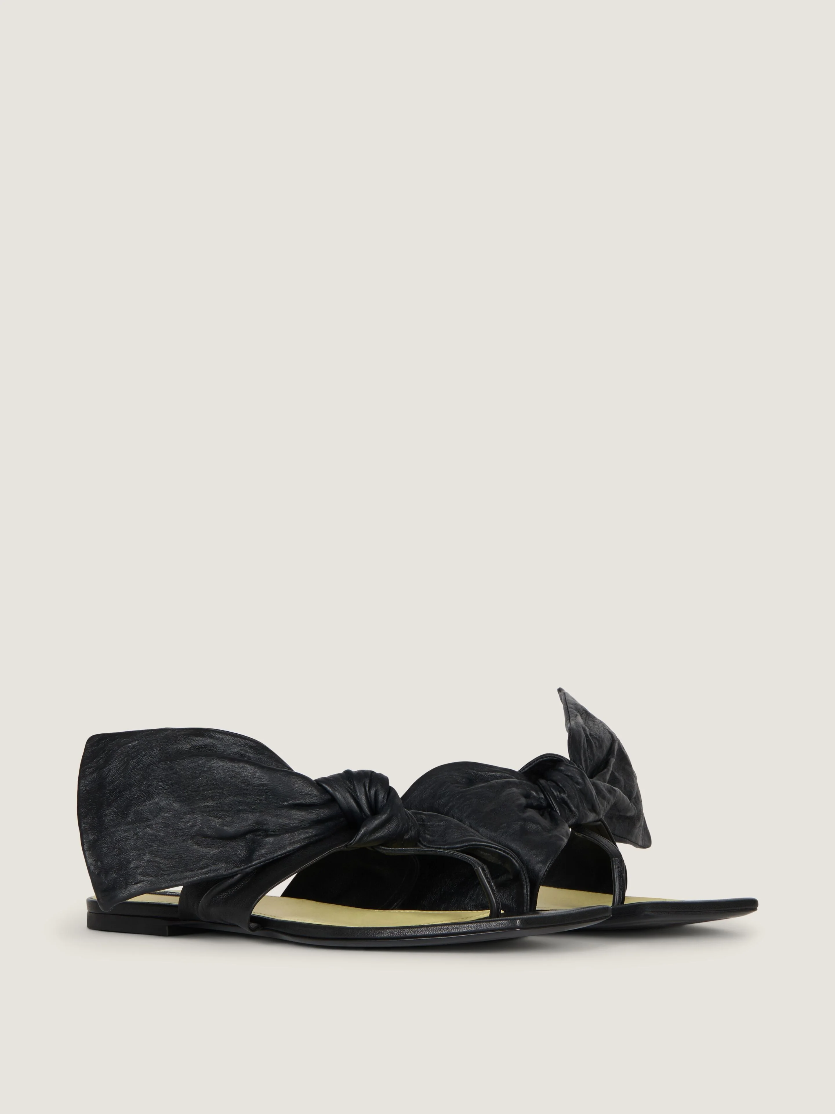 BOUDOIR THONGS IN NAPPA LEATHER WITH BOW - 1