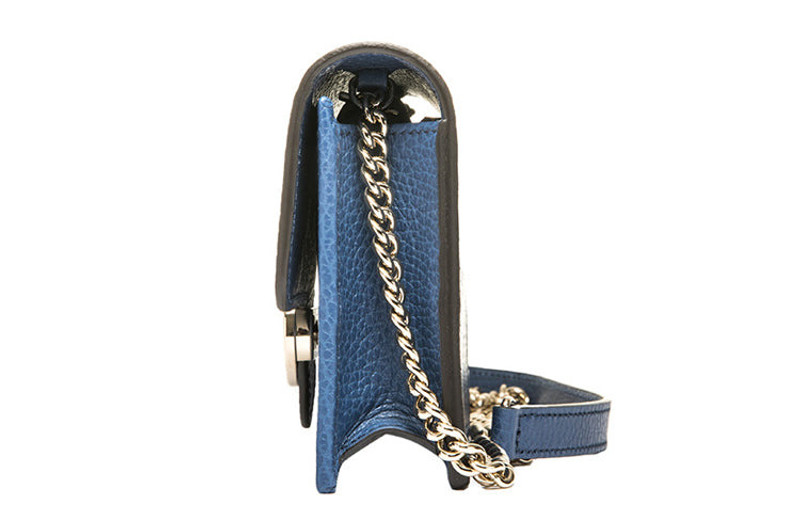 GUCCI (WMNS) Gucci Logo Double G Leather WOC Chain Shoulder Messenger Bag Blue Classic 510314-CAO0G-4231 outlook