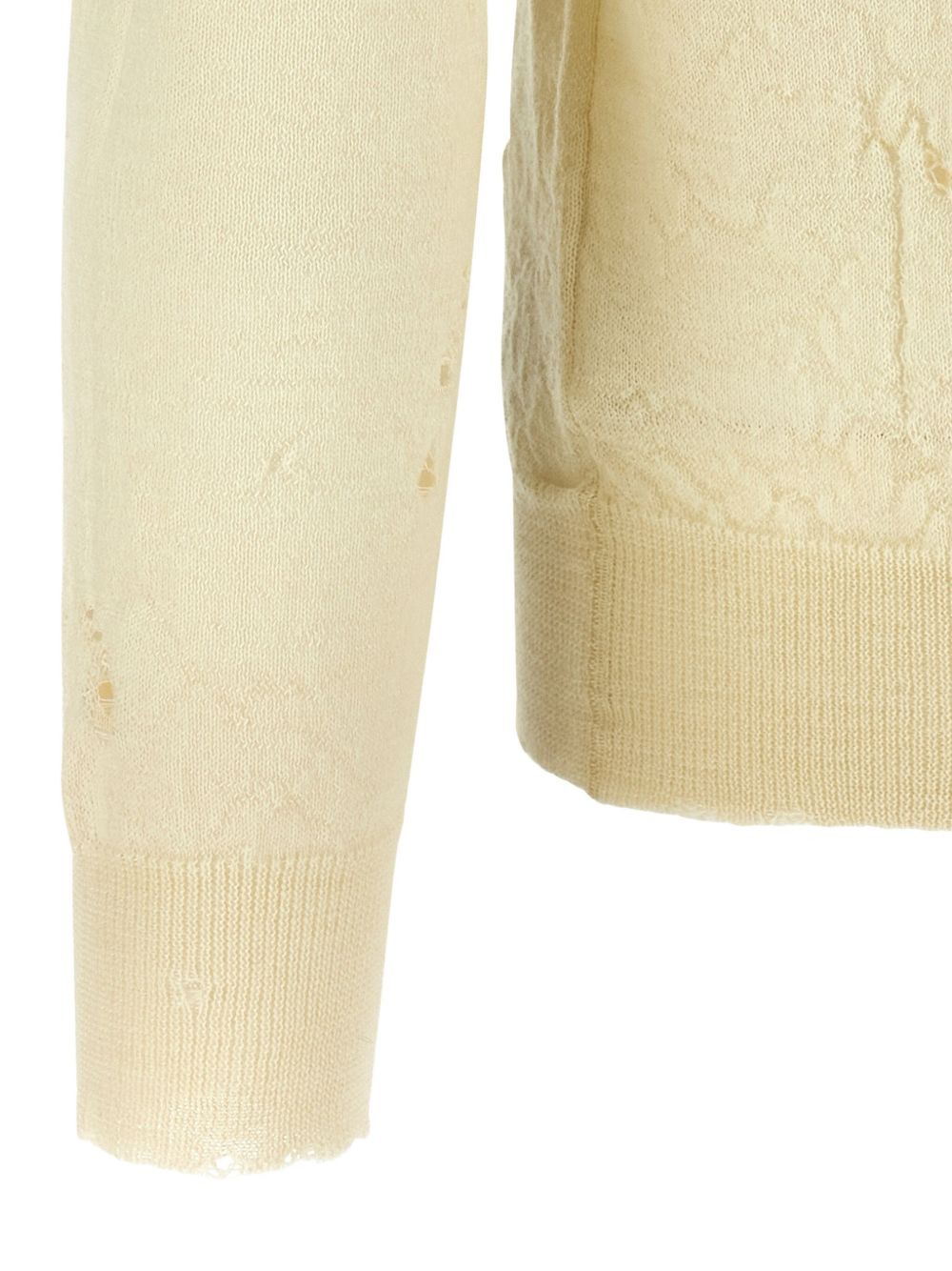 jacquard-detail distressed wool sweater - 4