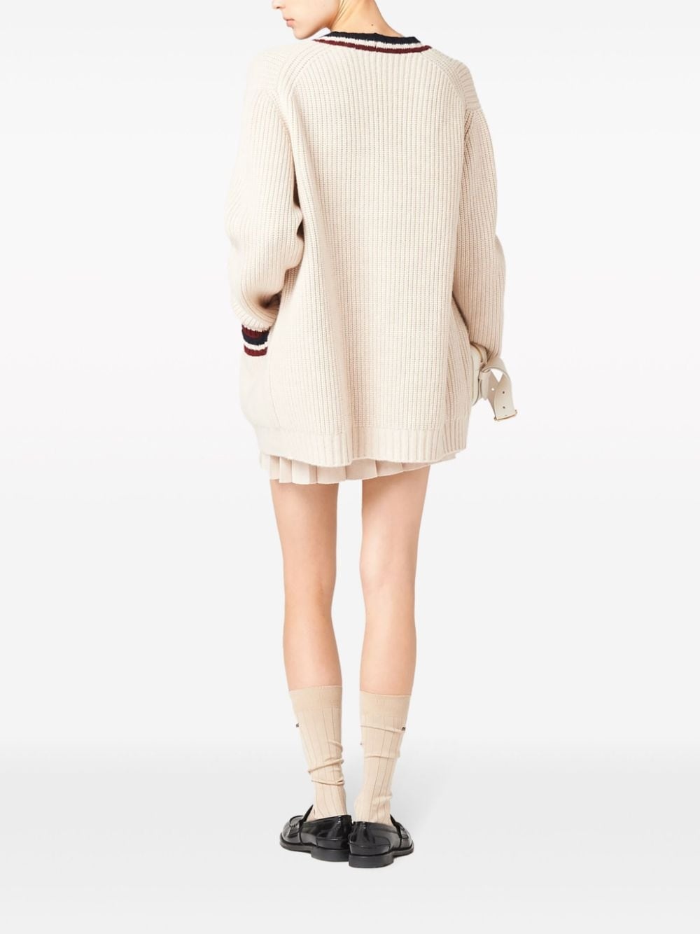 stripe-detail V-neck cardigan - 3