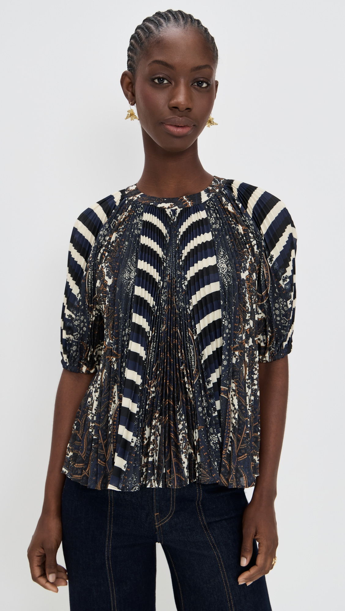 Dafne Pleated Short Sleeve Blouse - 6