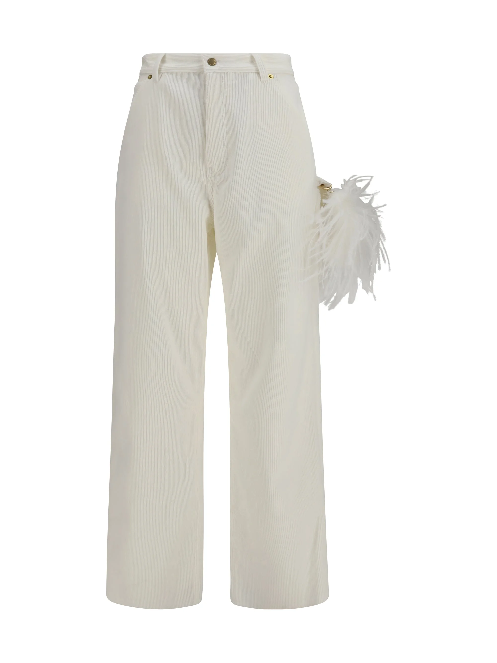 Darkpark Lisa Feather Chain Corduroy Pants White - 1