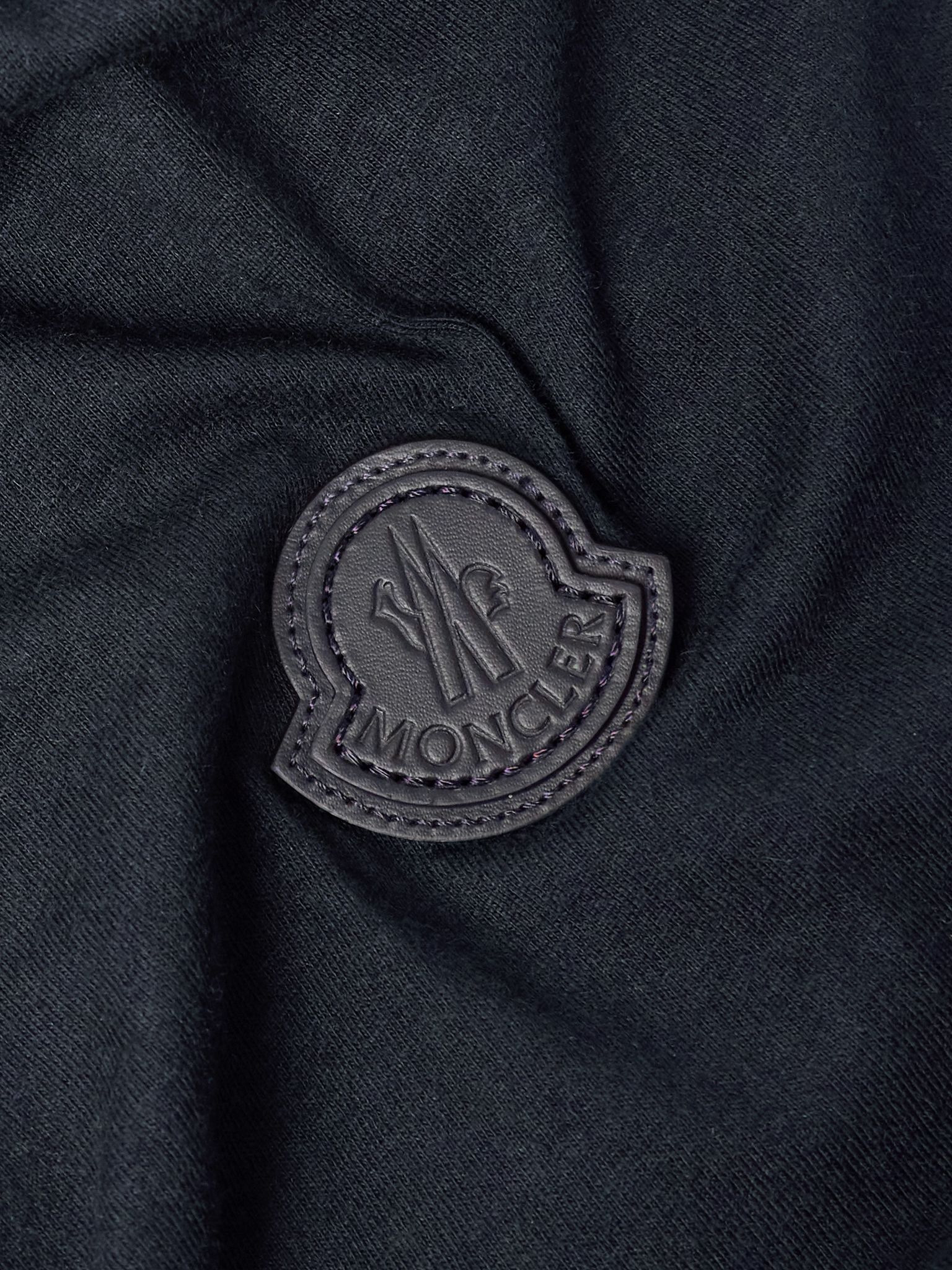 Logo-Appliquéd Shell-Trimmed Cotton and Cashmere-Blend Jersey T-Shirt Navy - 4
