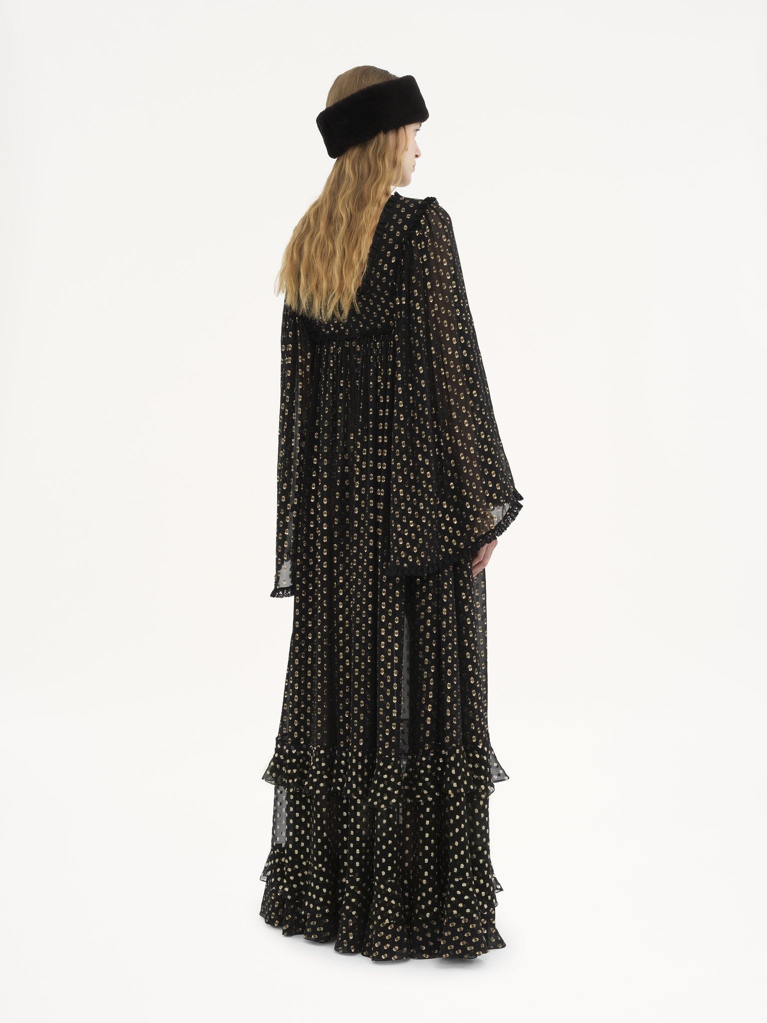 RUFFLED MAXI DRESS IN LIGHT SILK - 5