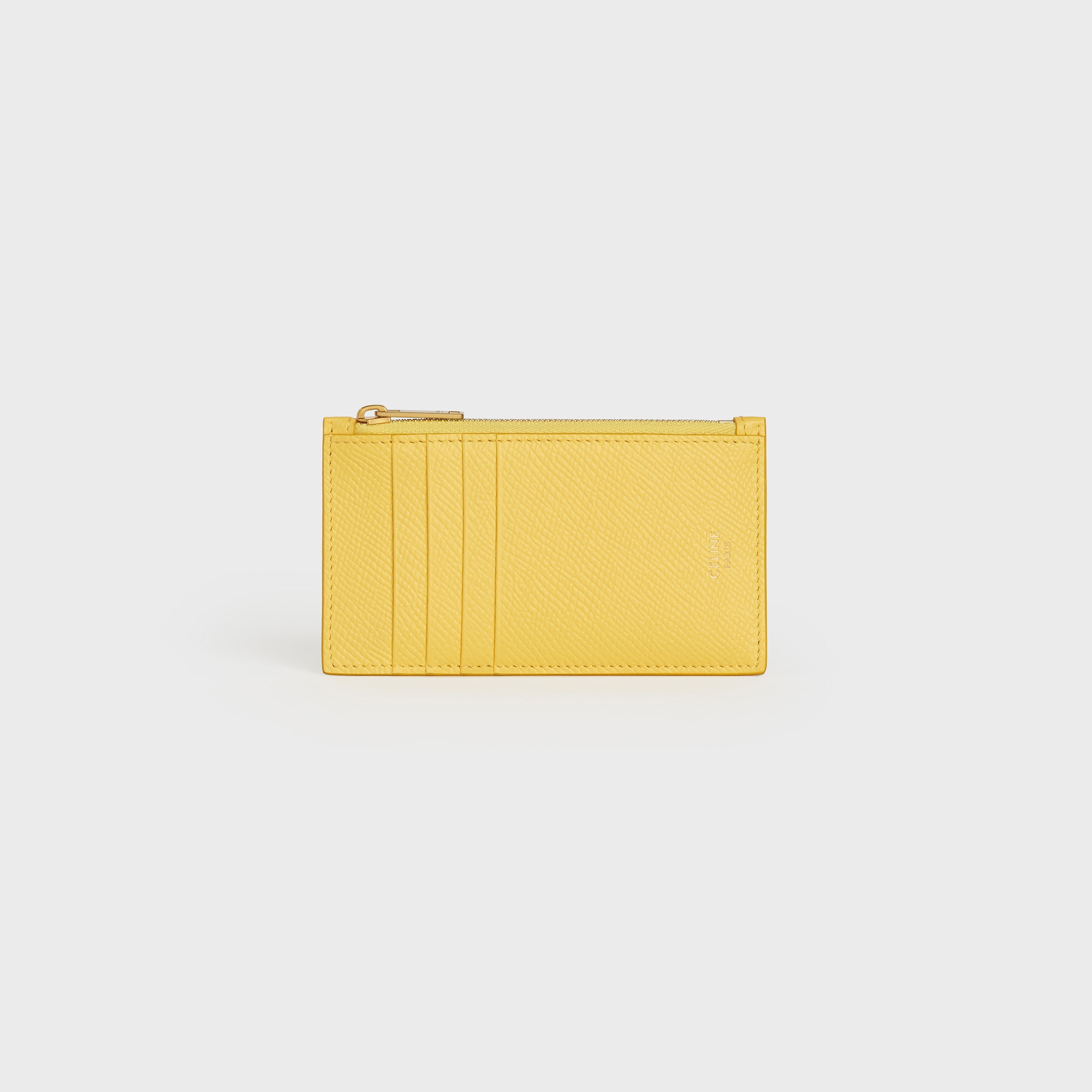 ZIPPED COMPACT CARD HOLDER IN GRAINED CALFSKIN - 1