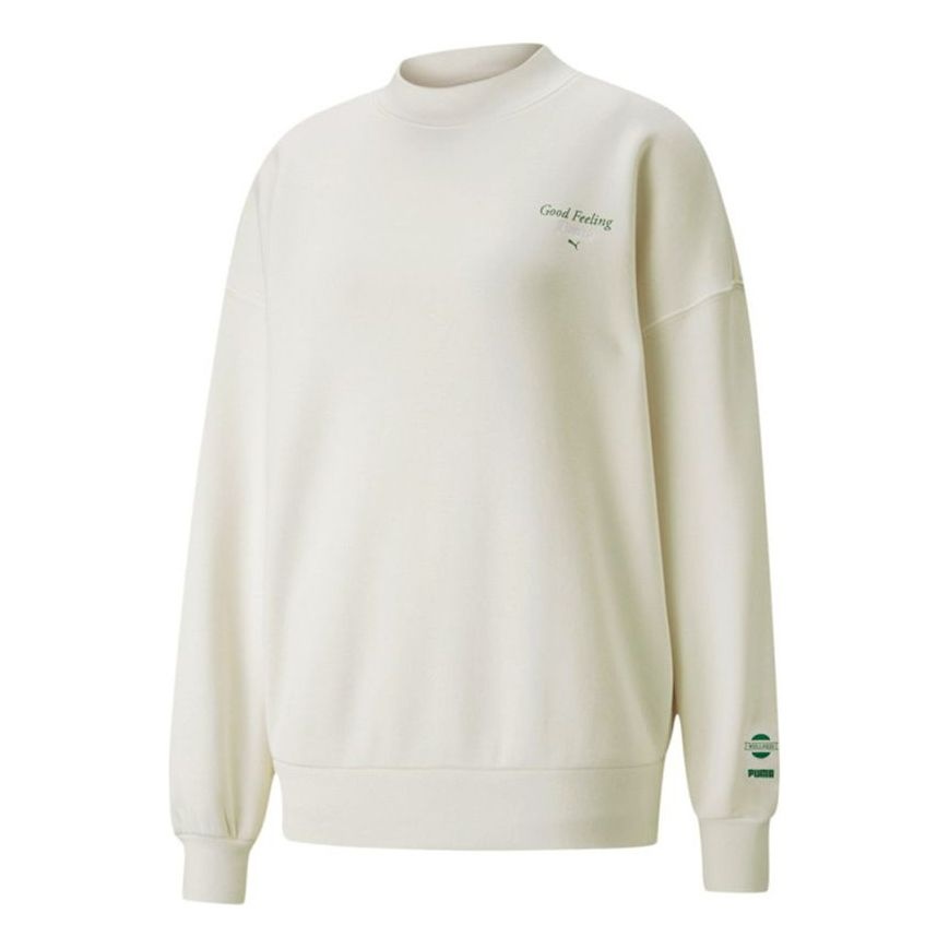 (WMNS) PUMA Logo Wellness Club Crewneck Sweatshirt 'White' 534398-73 - 1