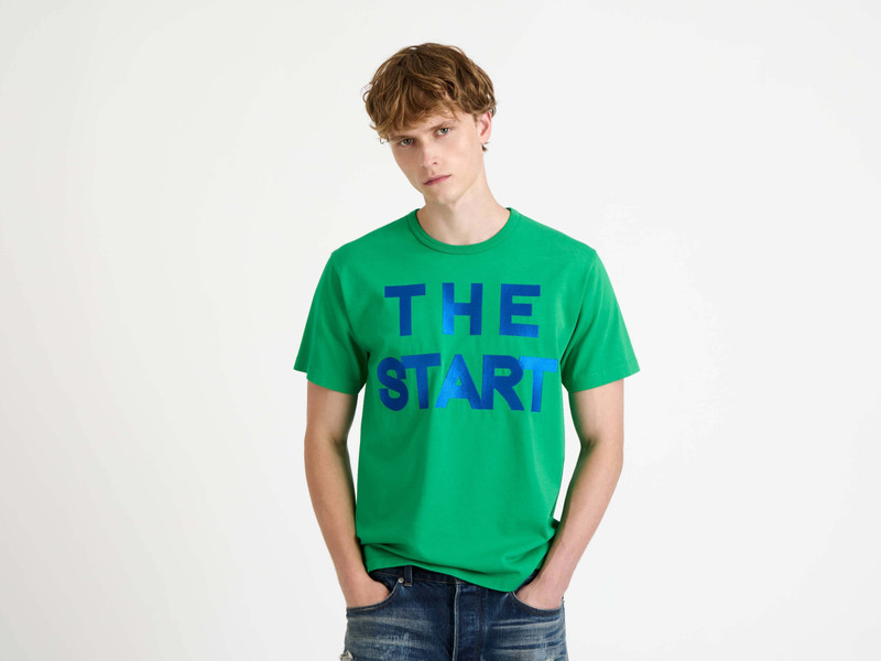 MENS 'THE START' T-SHIRT IN BRIGHT GREEN 6