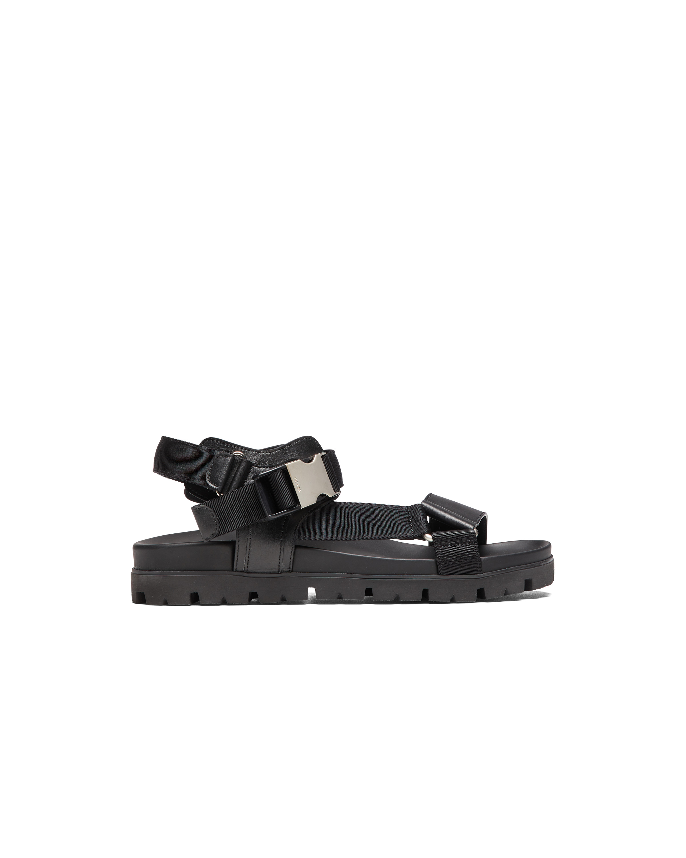 Sporty leather and Re-Nylon tape sandals - 2