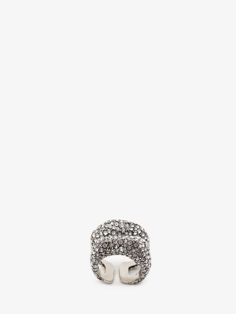 Women's Pave Sculptural Cut-out Ring in Antique Silver - 4