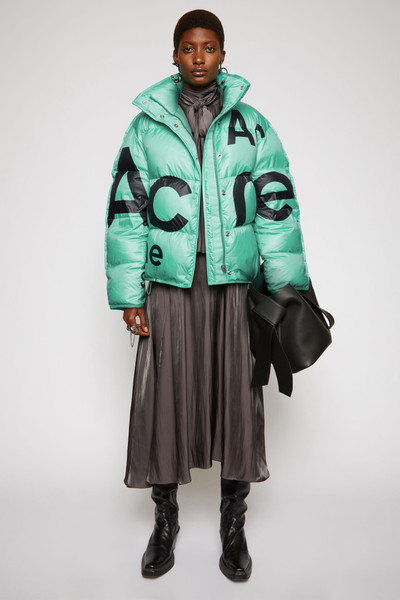 Acne Studios Logo-print puffer jacket turquoise blue outlook