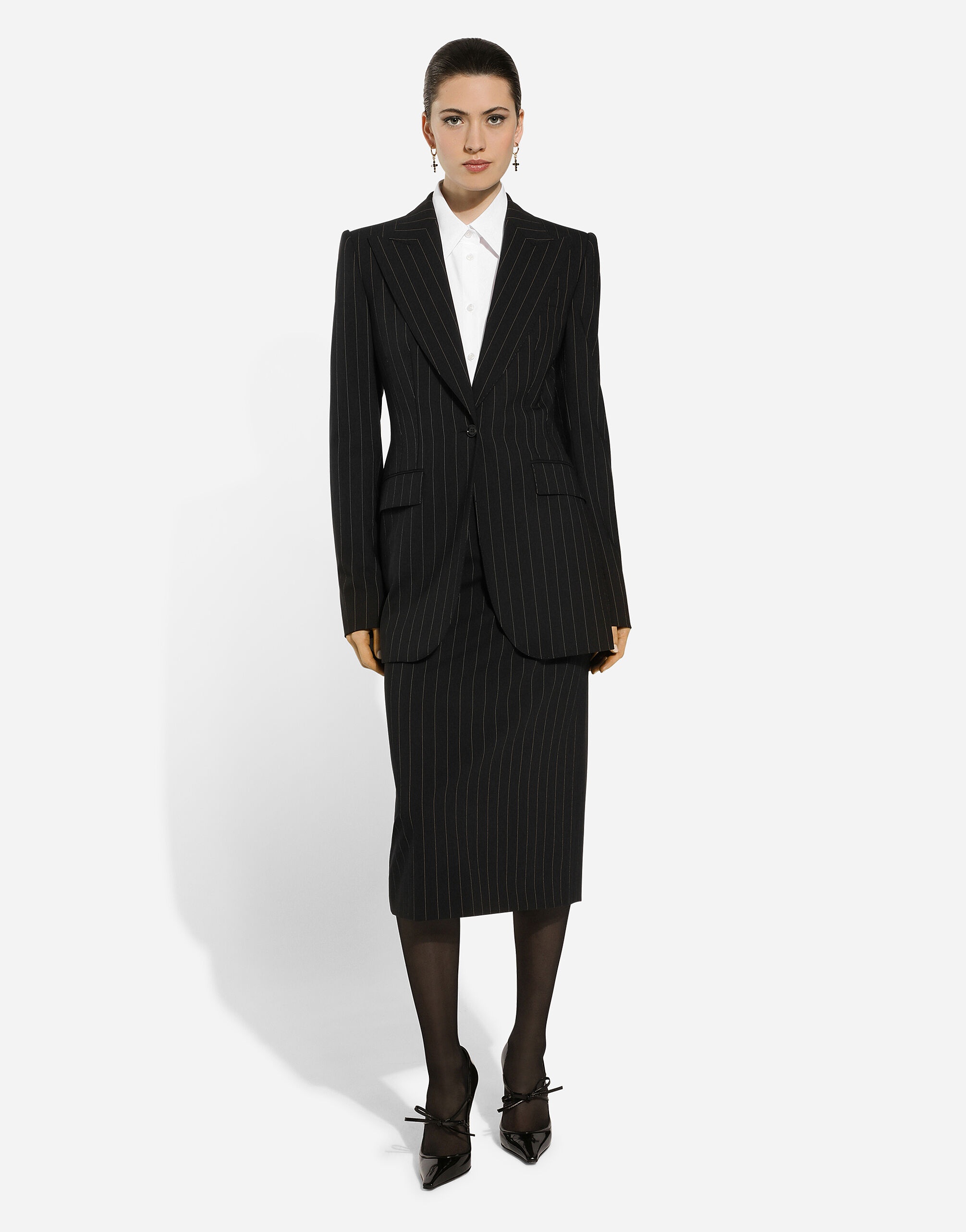 Single-breasted pinstripe wool Turlington jacket - 2