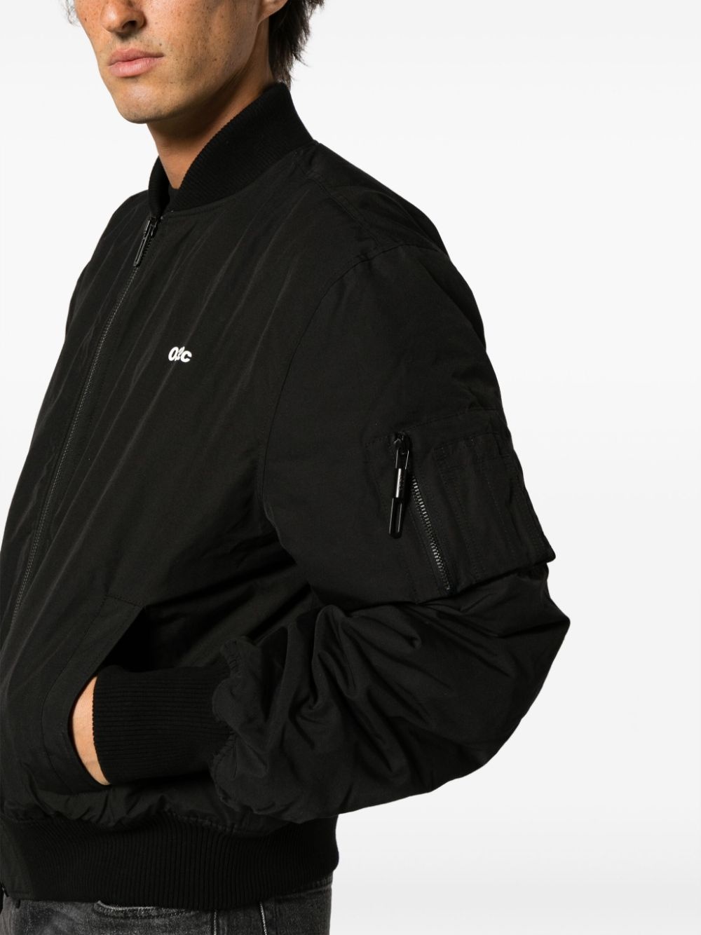 logo-print zip-up bomber jacket - 5