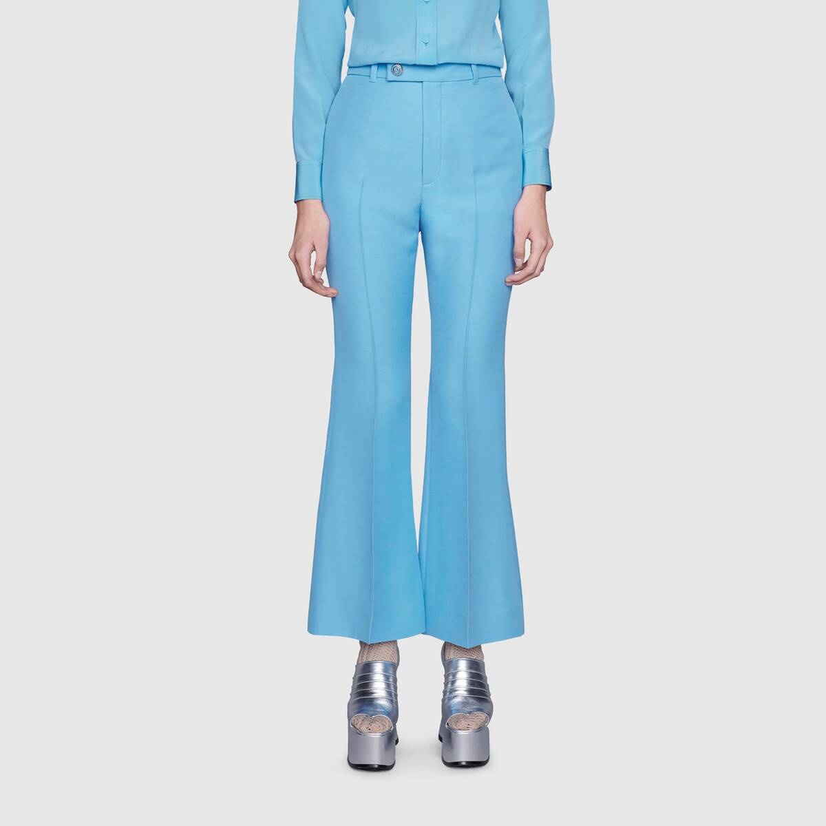 Wool silk cropped flare pant - 3