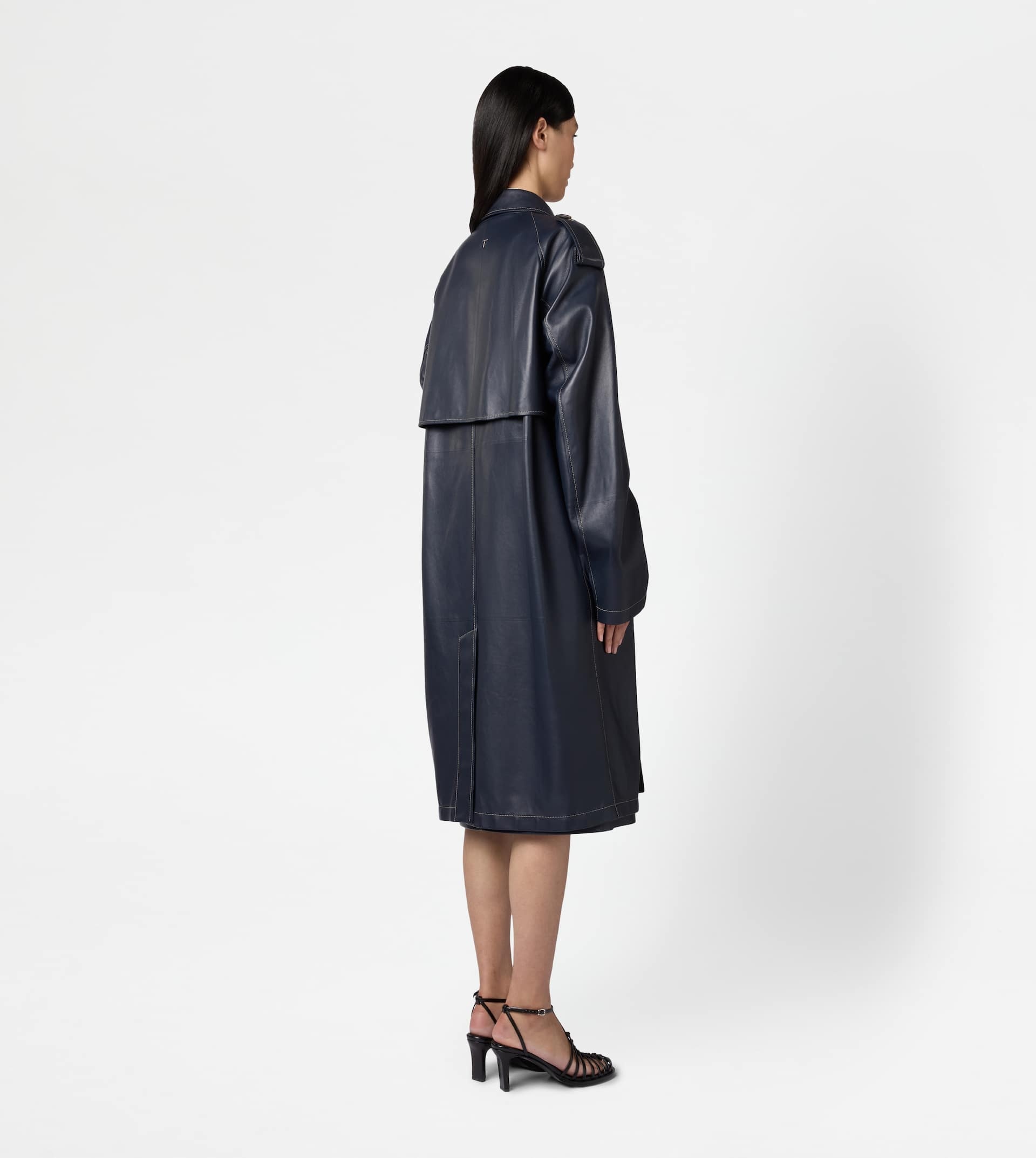TRENCH COAT IN LEATHER - BLUE - 3