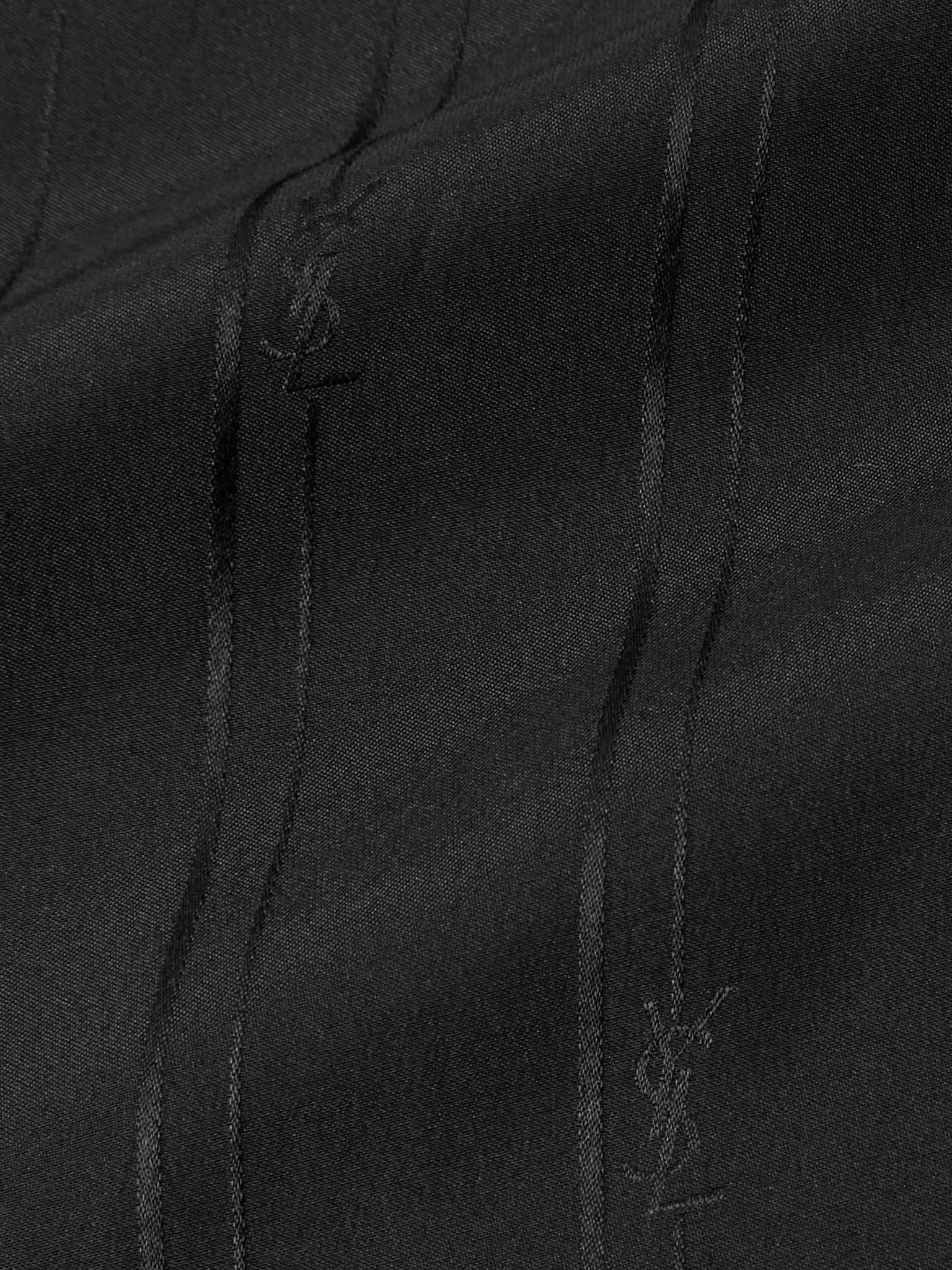 Logo-Jacquard Striped Fringed Silk Scarf - 3