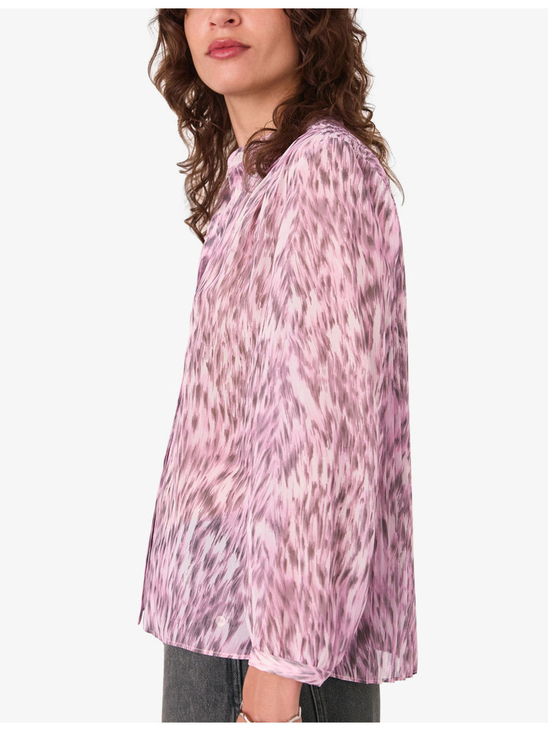 Leopard-Print Long-Sleeve Pleated Woven Shirt 4