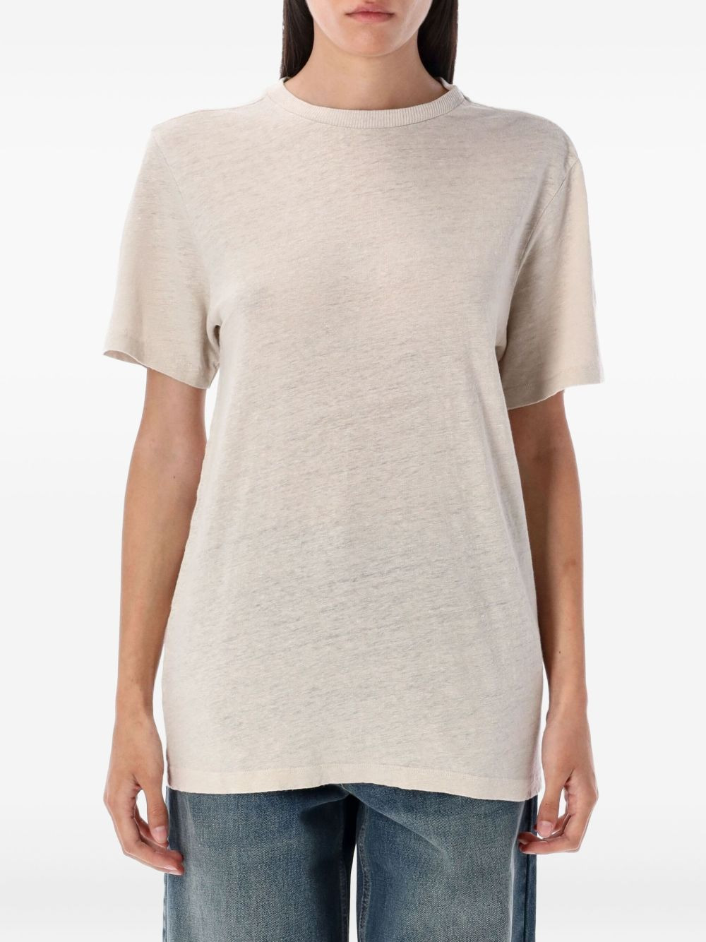 linen crew-neck T-shirt - 1