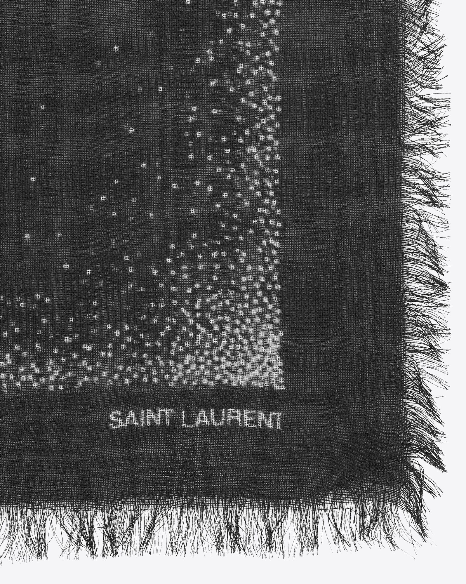 large ysl dotted square scarf in modal and cashmere - 3