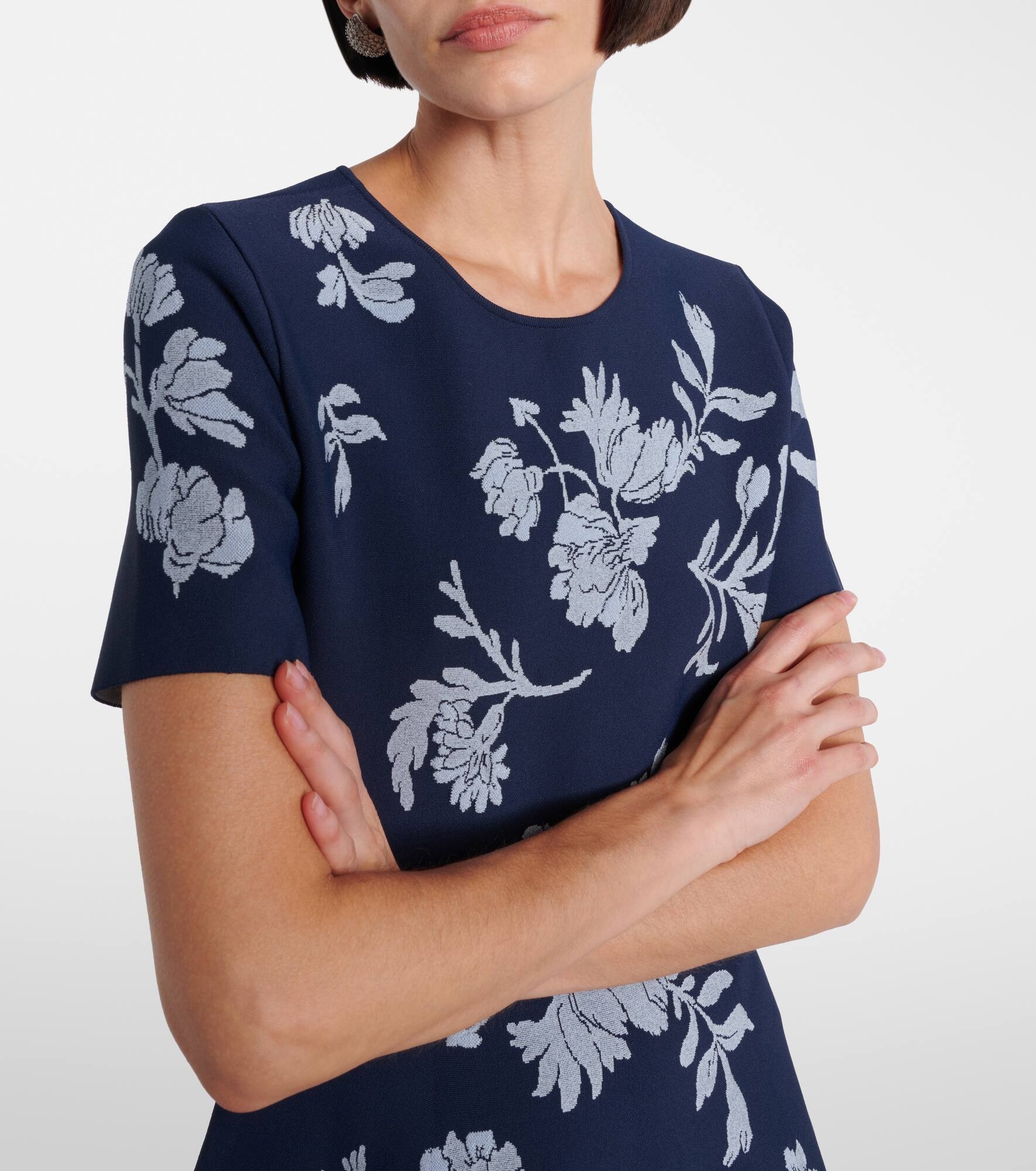 Floral jacquard midi dress - 4
