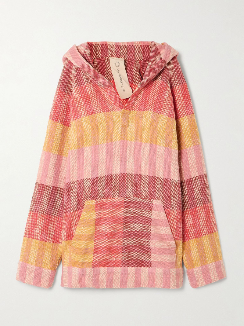 Striped cotton hoodie Pink - 1