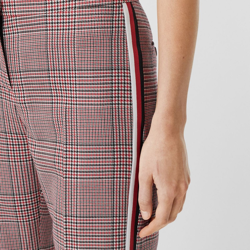 Side Stripe Houndstooth Check Wool Tailored Trousers 3