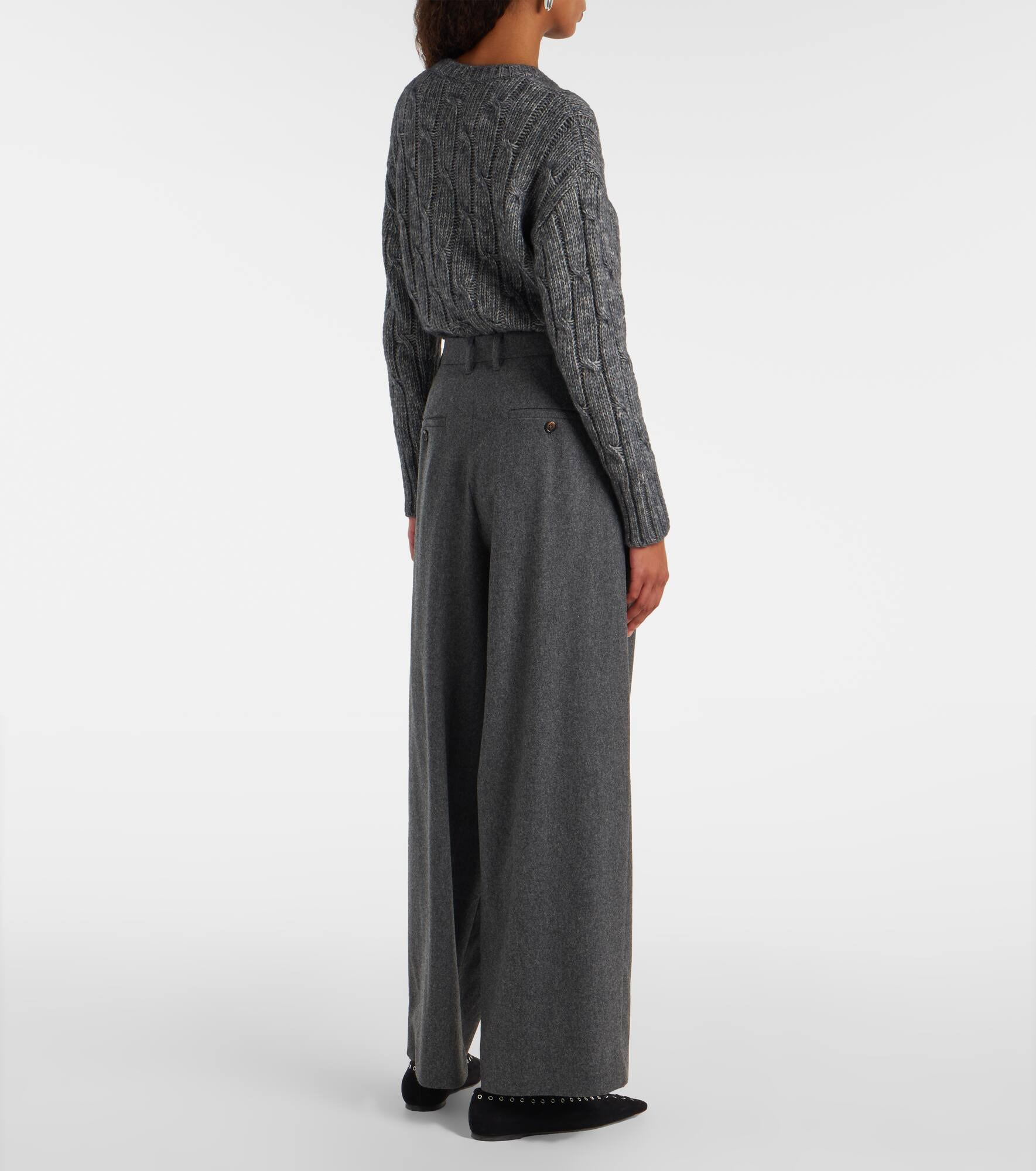 High-rise wool straight pants - 3