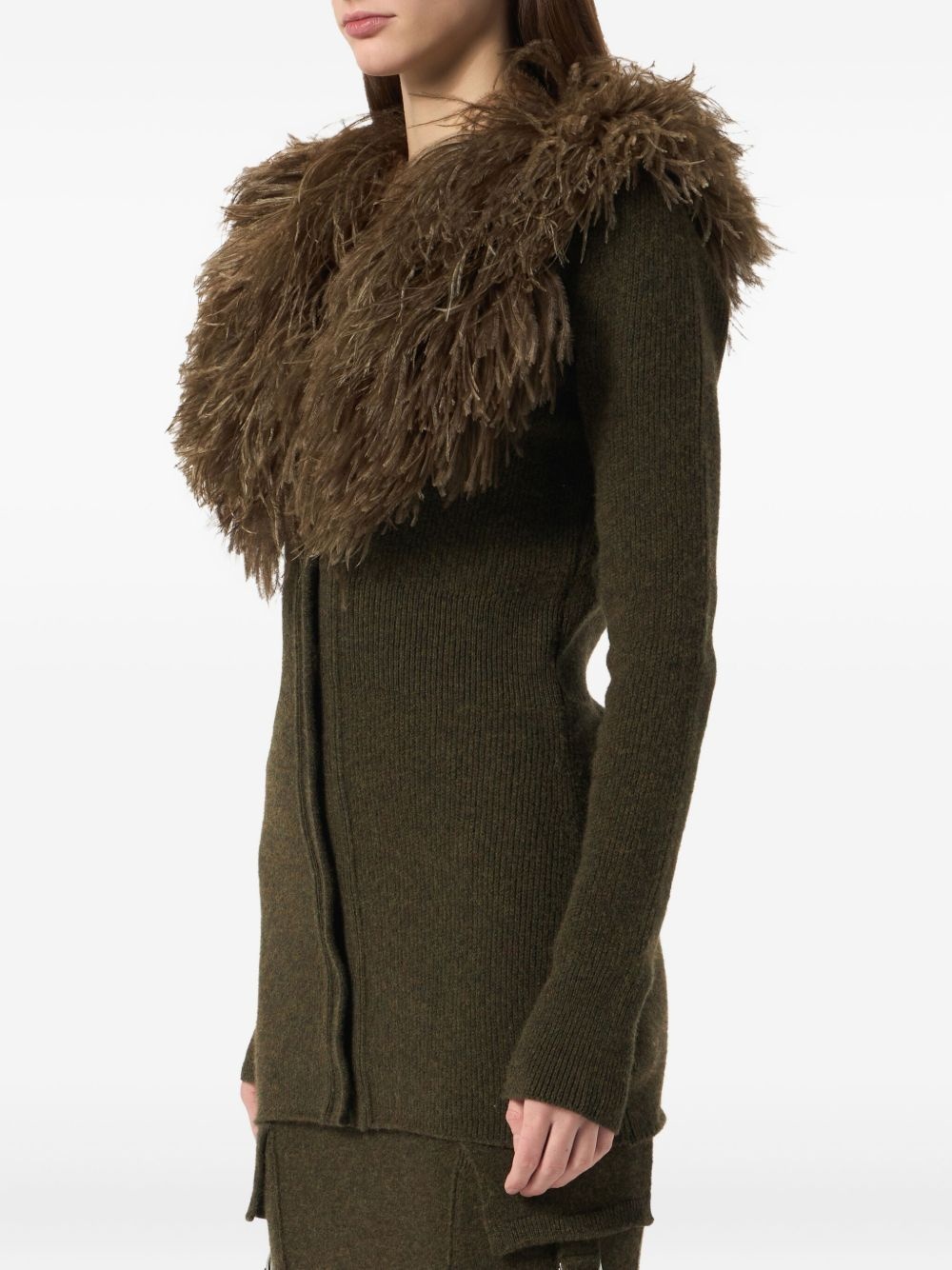 feather-embellished wool cardigan - 4