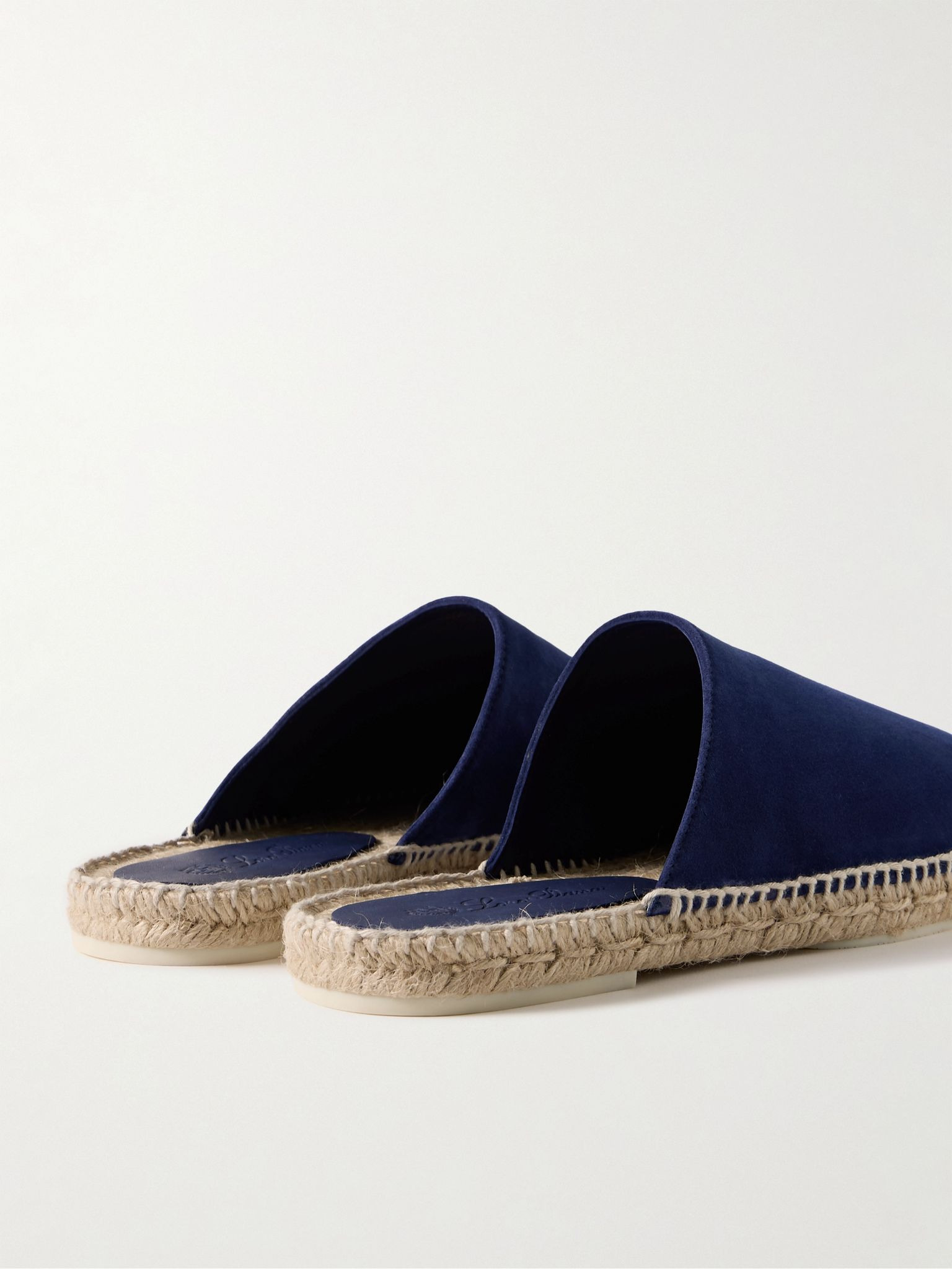 Seaside Walk Suede Backless Espadrilles Indigo - 5