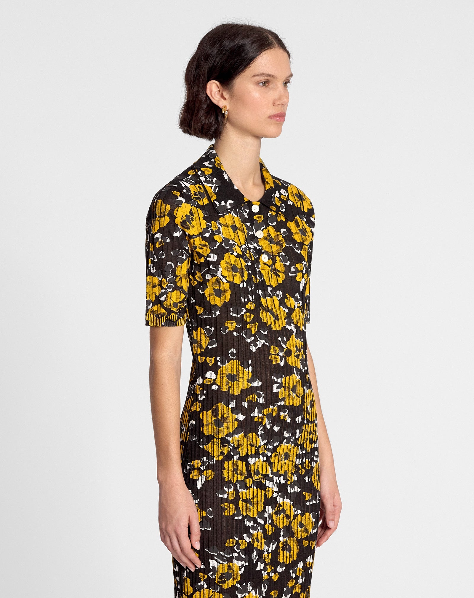 POLO MIDI DRESS IN PRINTED SILK AND COTTON - 3