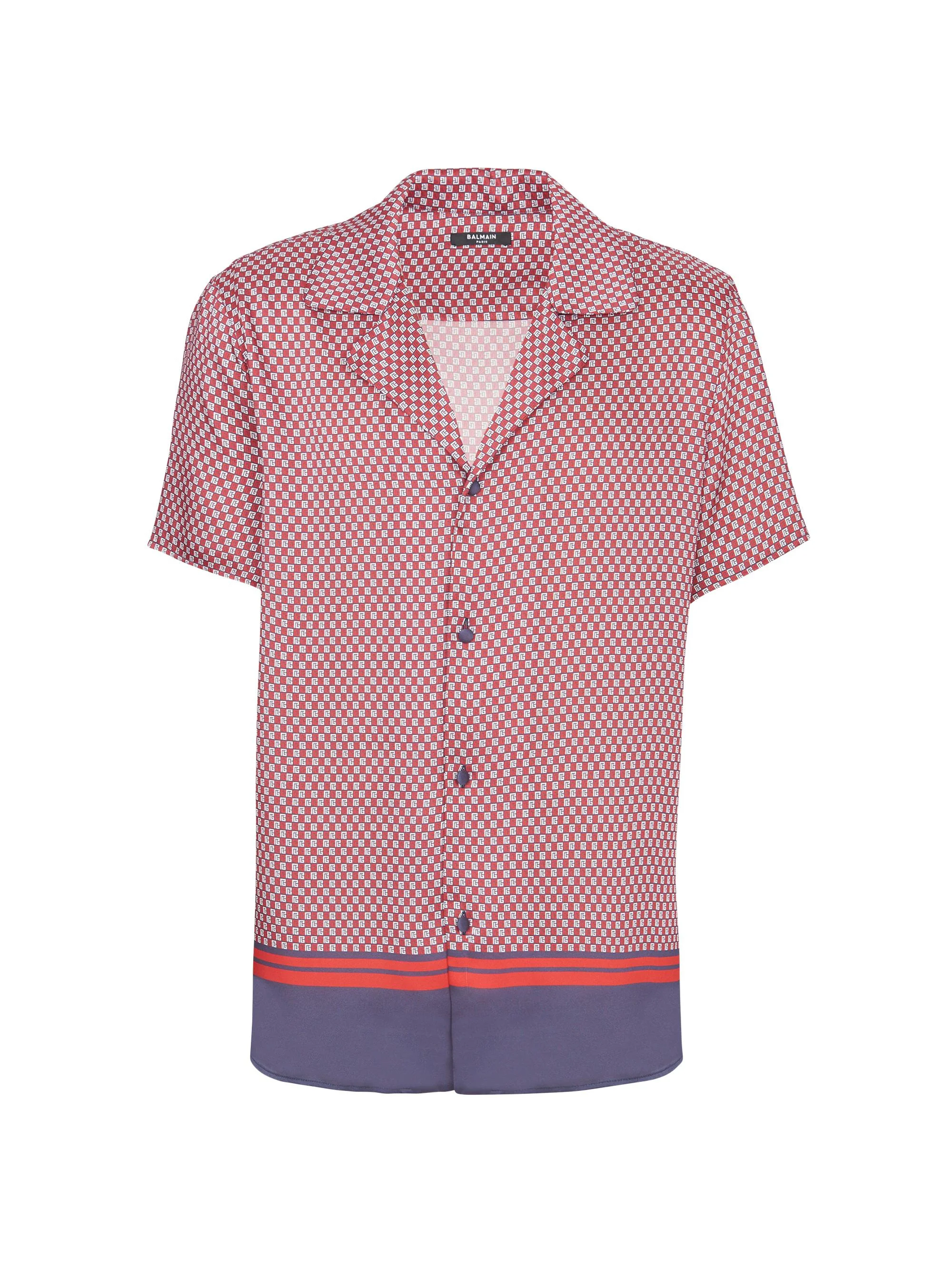 Men's Logo Print Camp Shirt - White Blue Red - 1