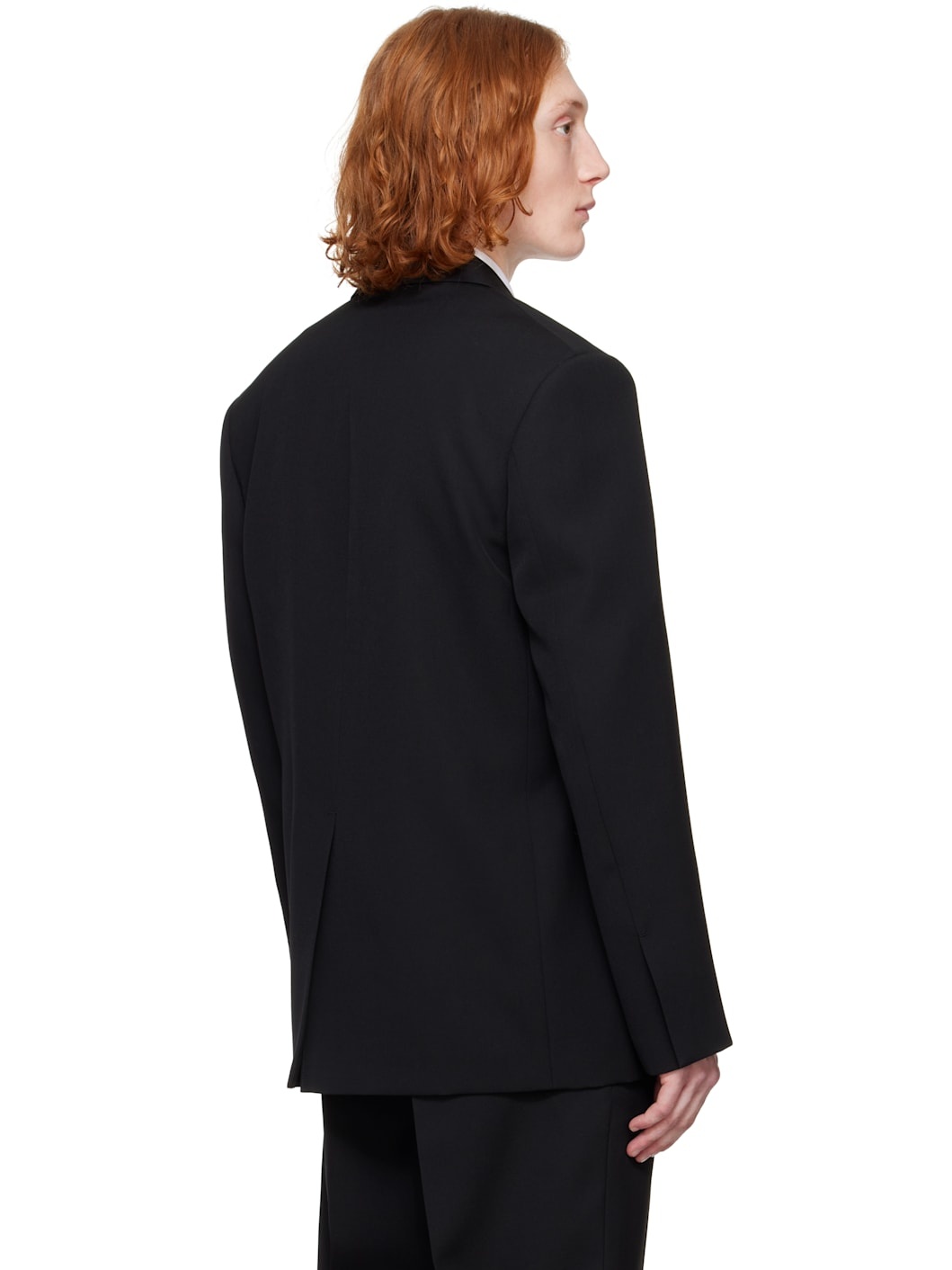 Black Sharp Wool Gabardine Blazer - 3