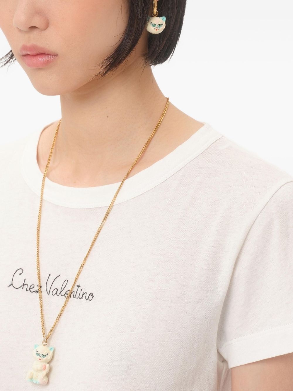 LE CHAT DE LA MAISON SINGLE EARRING IN METAL AND NYLON - 2
