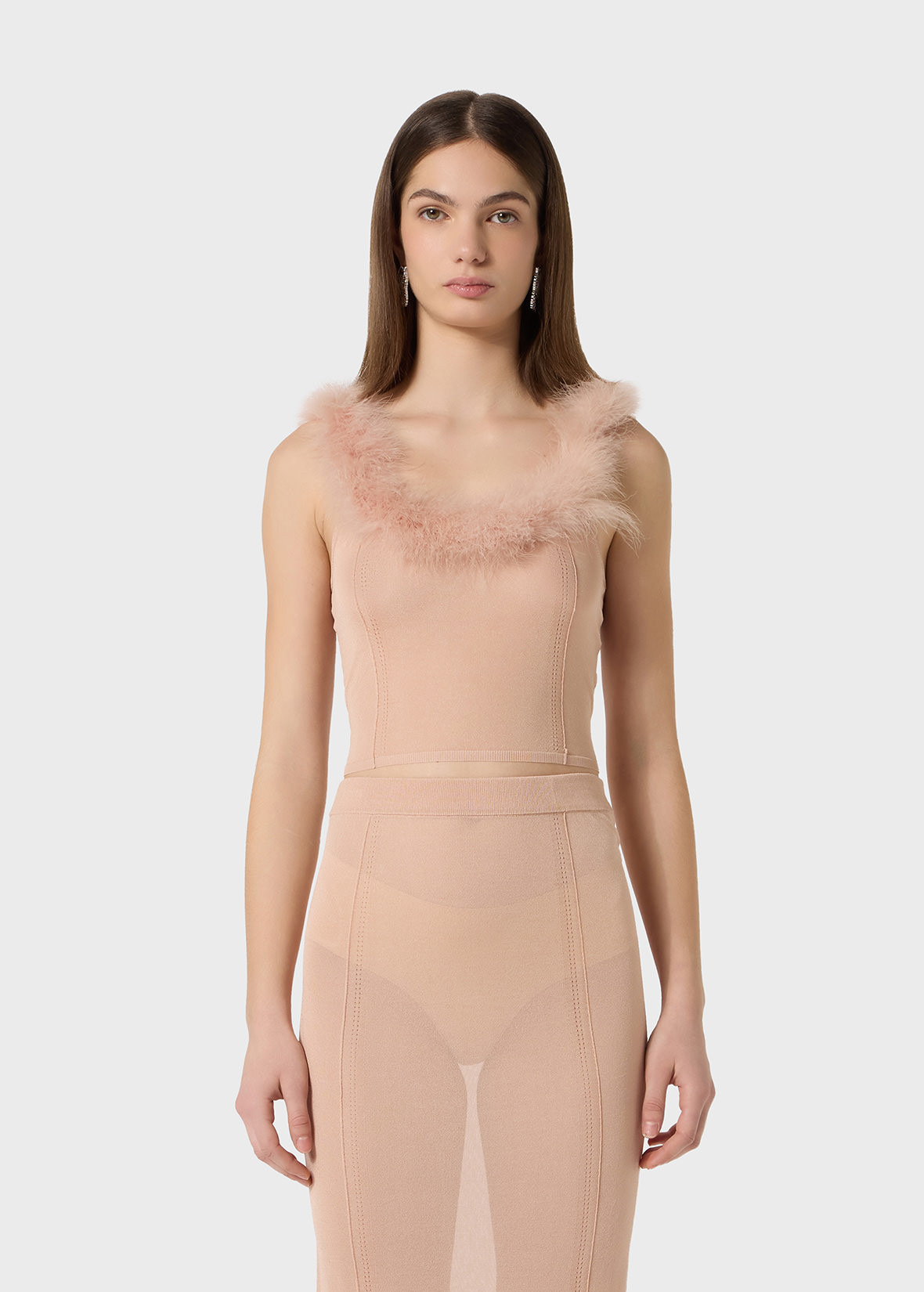 KNIT TOP WITH FEATHER-EDGED NECKLINE - 3