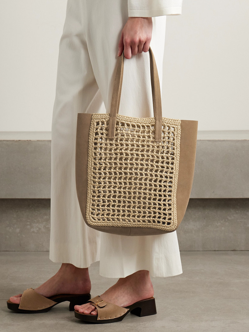 KHAITE Zoe Small Suede And Crocheted Raffia Tote outlook