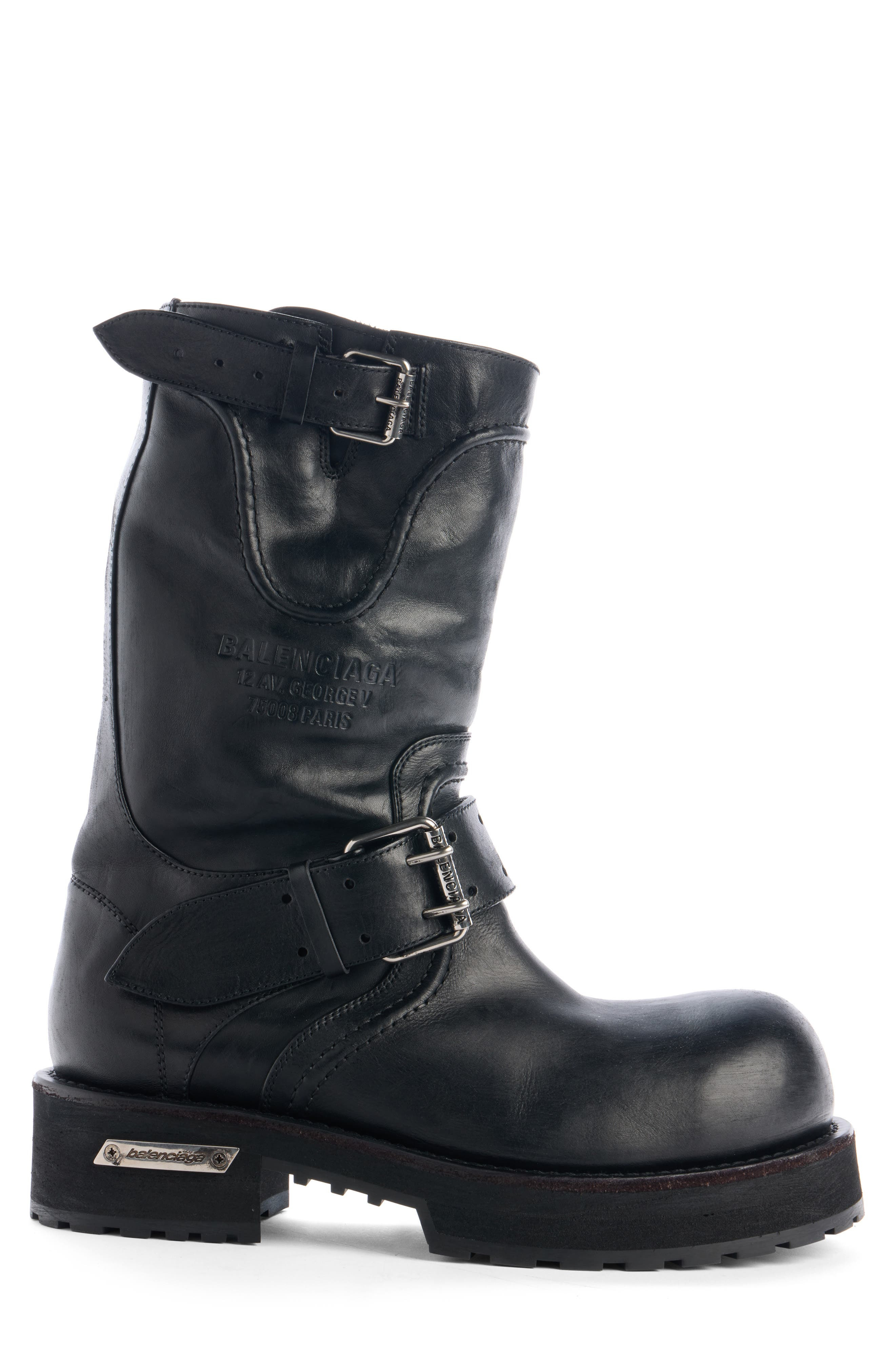 Balenciaga Venom Engineer Boot in Black/Silver at Nordstrom - 3
