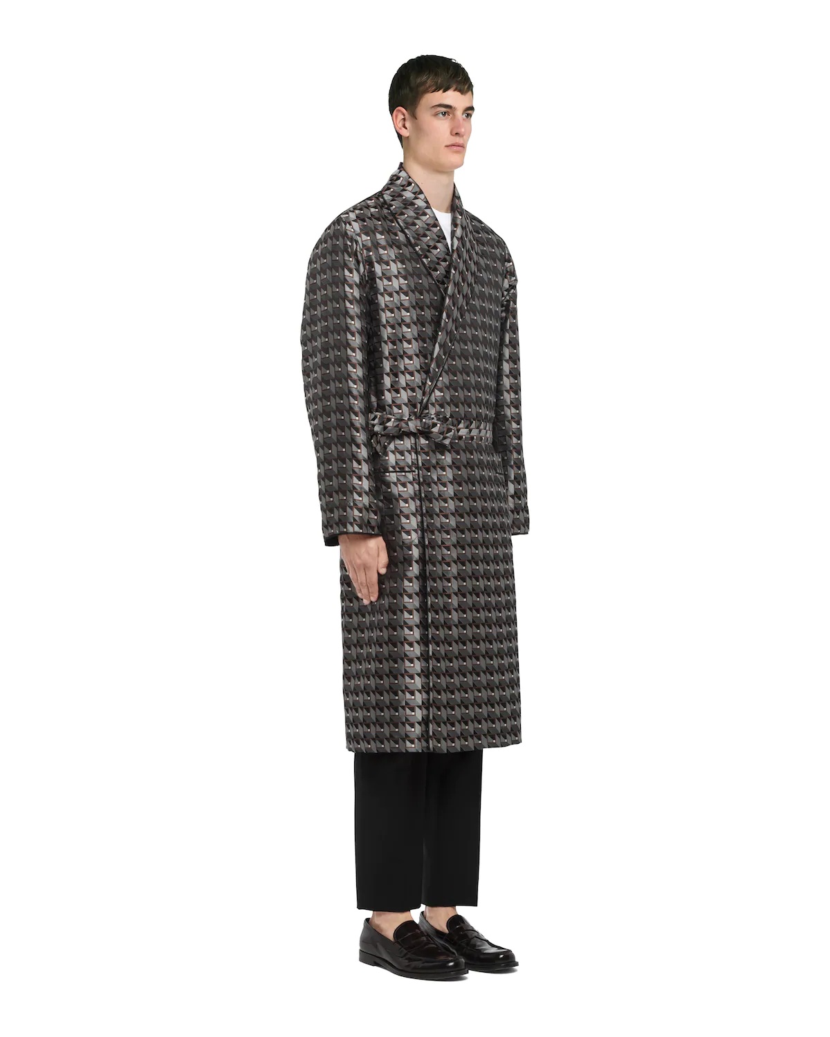 Cube print silk jacquard robe - 4