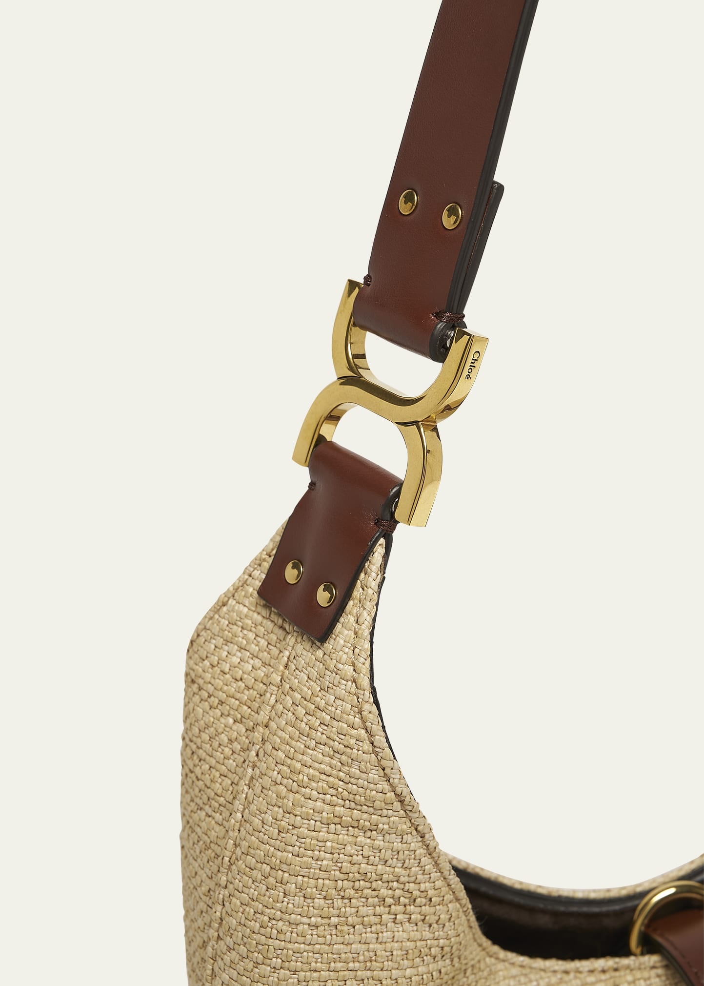 Marcie Shoulder Bag in Raffia Fabric and Leather - 5