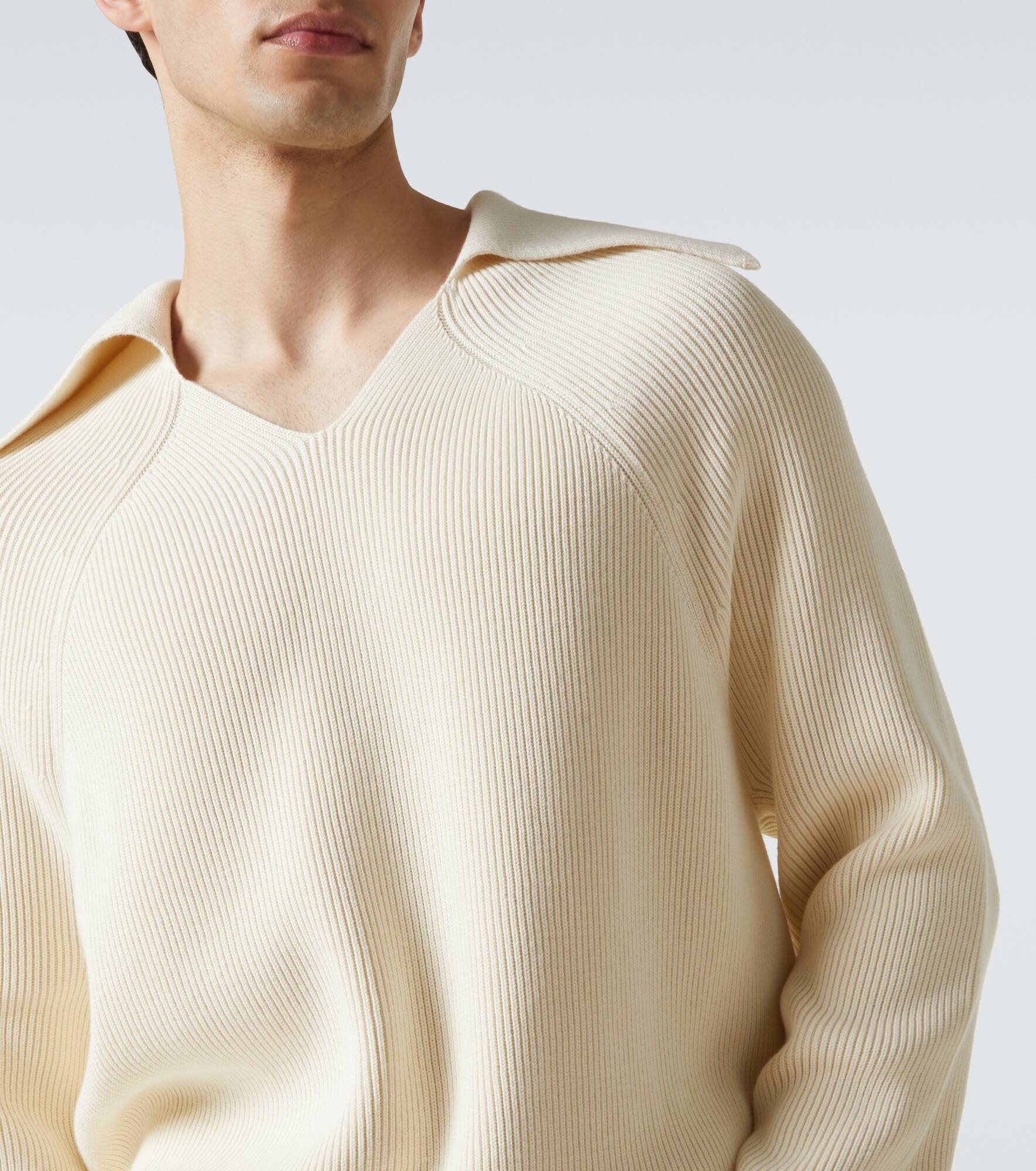 Ribbed-knit cotton polo sweater - 5