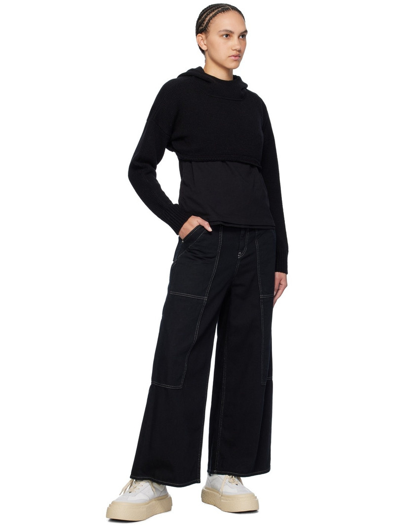 MM6 Maison Margiela Black Cropped Hoodie outlook