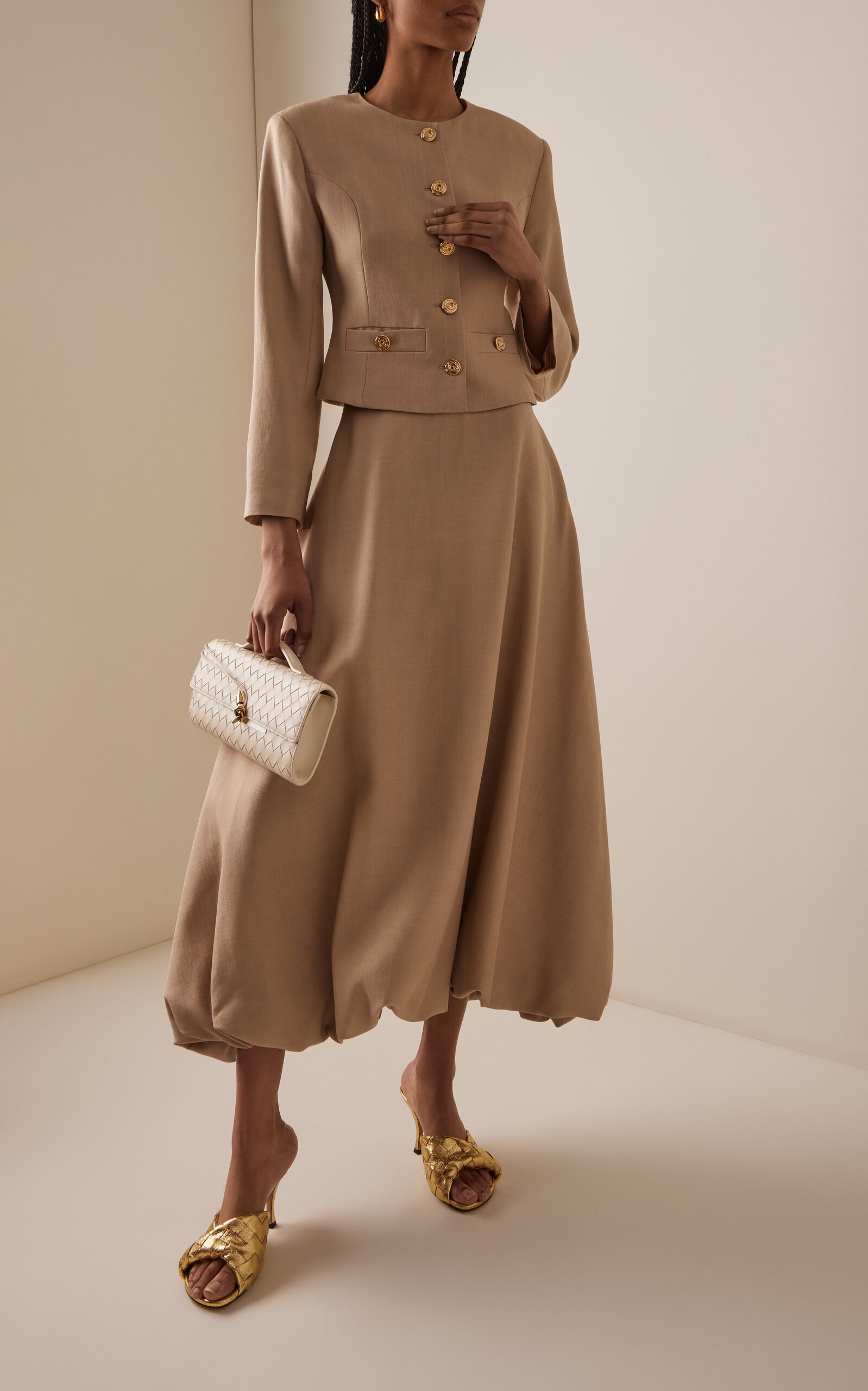 Blink Intrecciato Leather Mules gold - 2