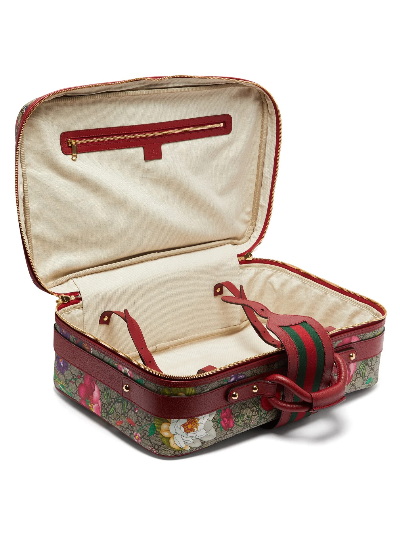 GG Flora coated-canvas and leather suitcase - 4