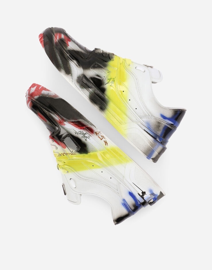 Calfskin New Roma sneakers with spray-paint graffiti print - 6