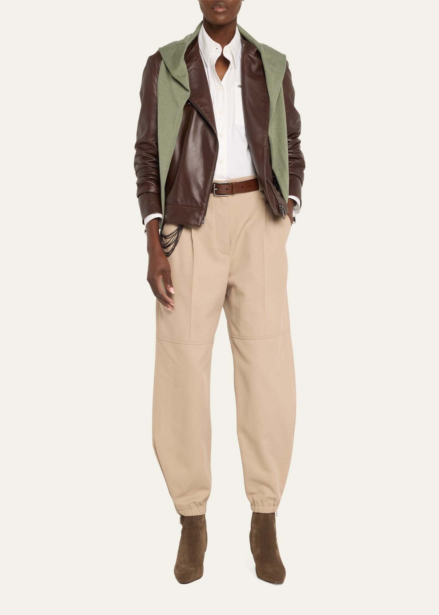 Smooth Glove Leather Biker Jacket With Monili Zip Pocket - 2