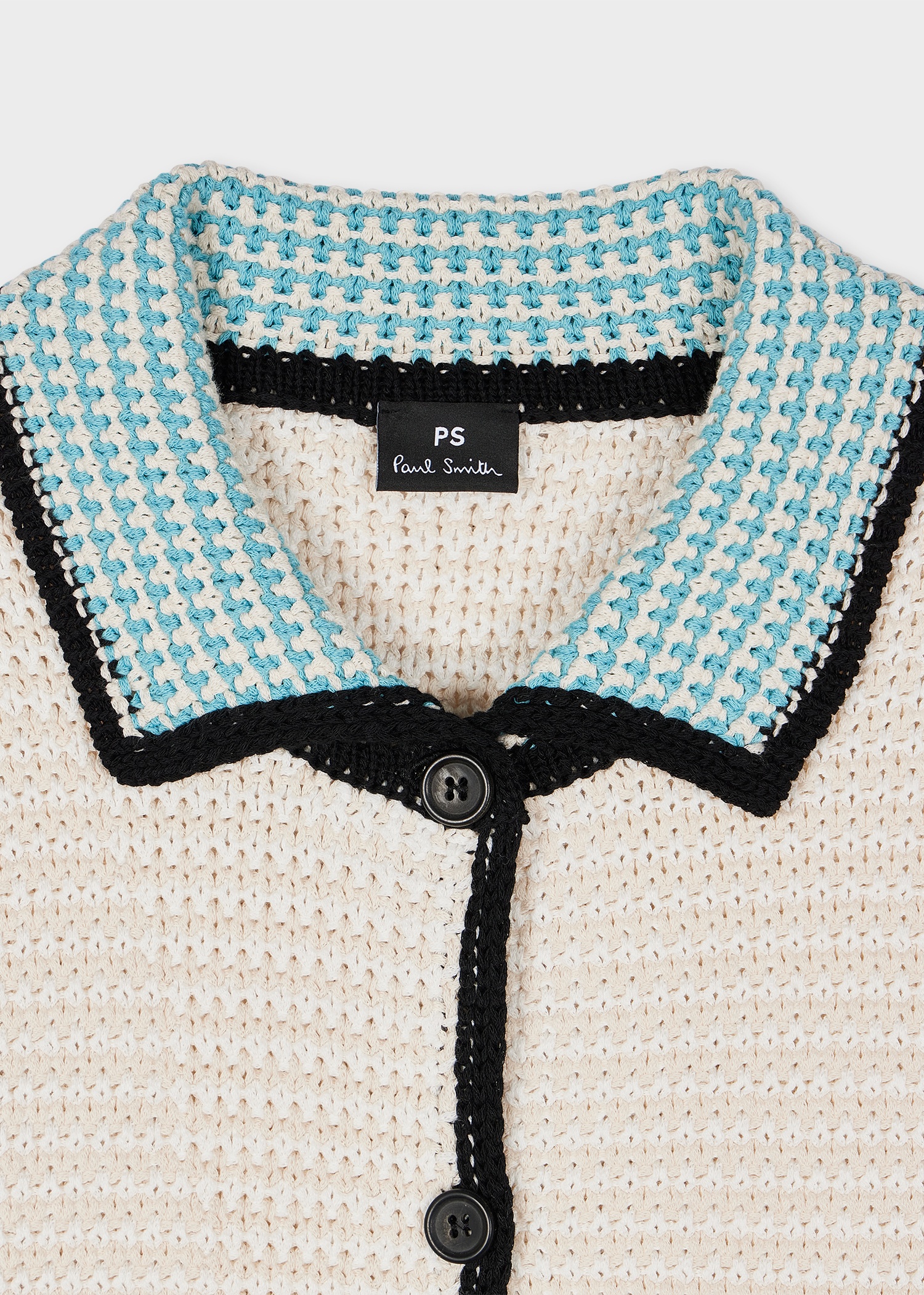 Women's Ivory Cotton Mixed Crochet Knitted Cardigan - 2