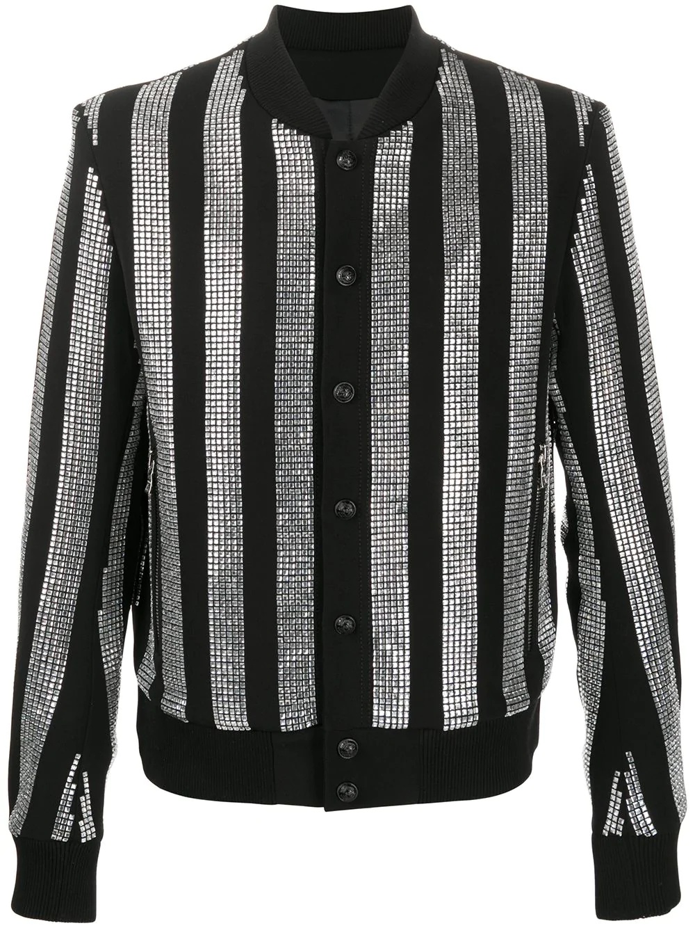 rhinestone-embellished striped jacket - 1