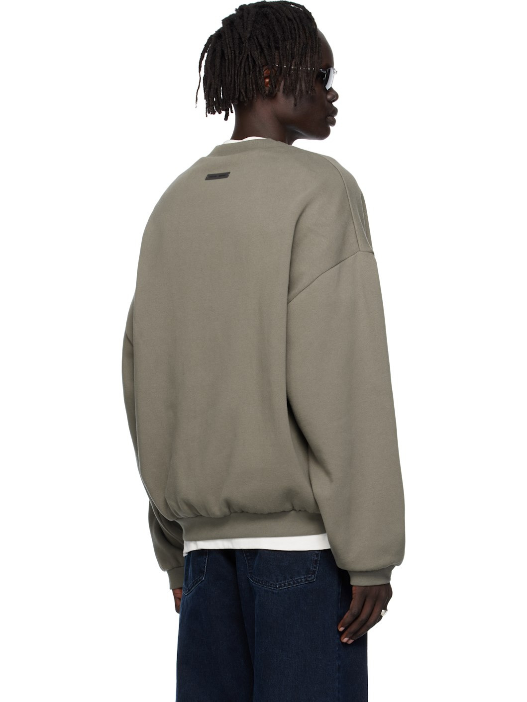 Gray 90s Fit Fleece Crewneck Sweatshirt - 3